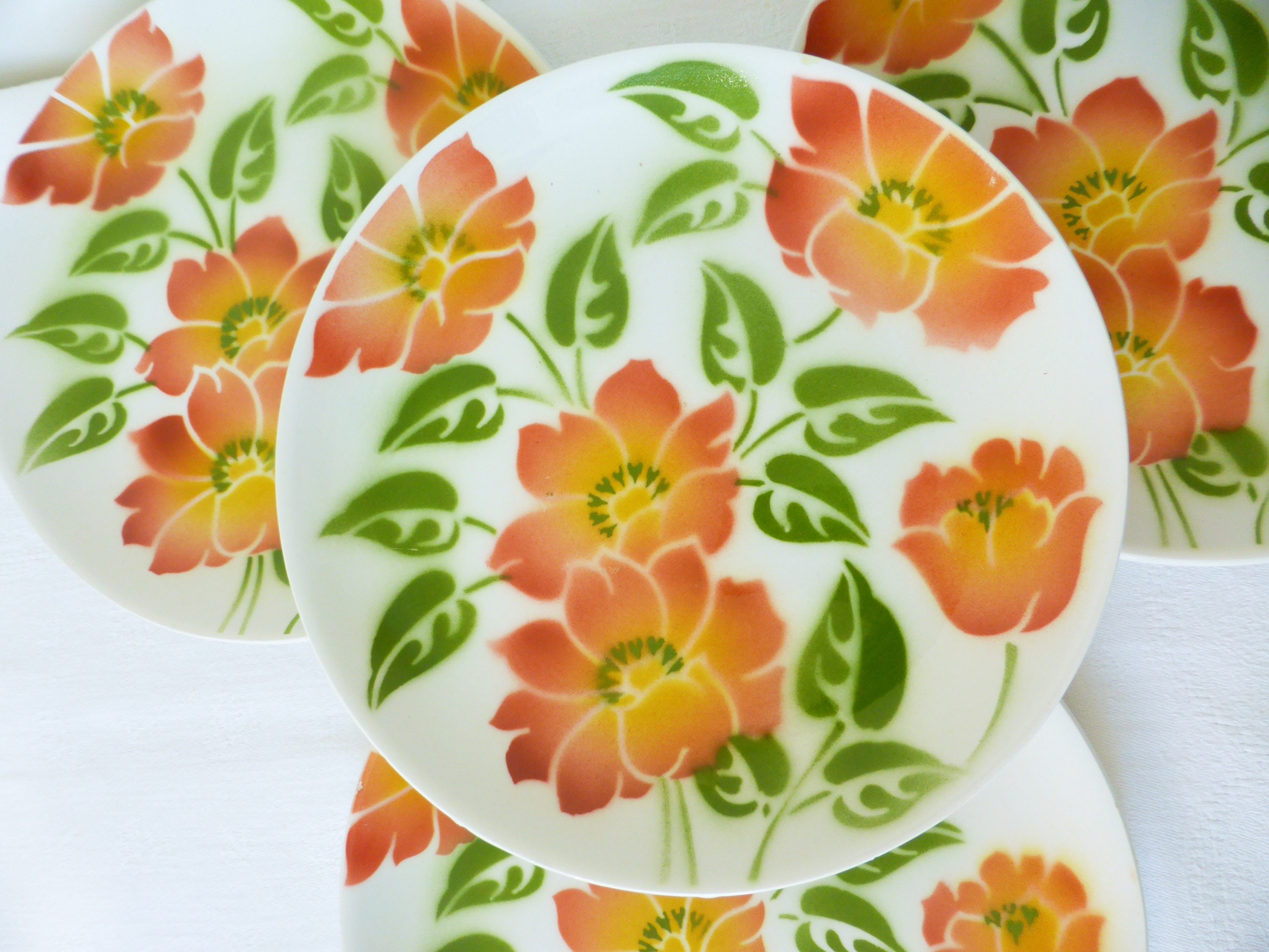 4 Assiettes Dessert Vintage Moulin Des Loups Orchies Modèle Ontario en Porcelaine