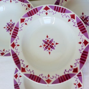 4 vintage ironstone soup plates from Moulin des Loups and Hamage, Madeleine pattern