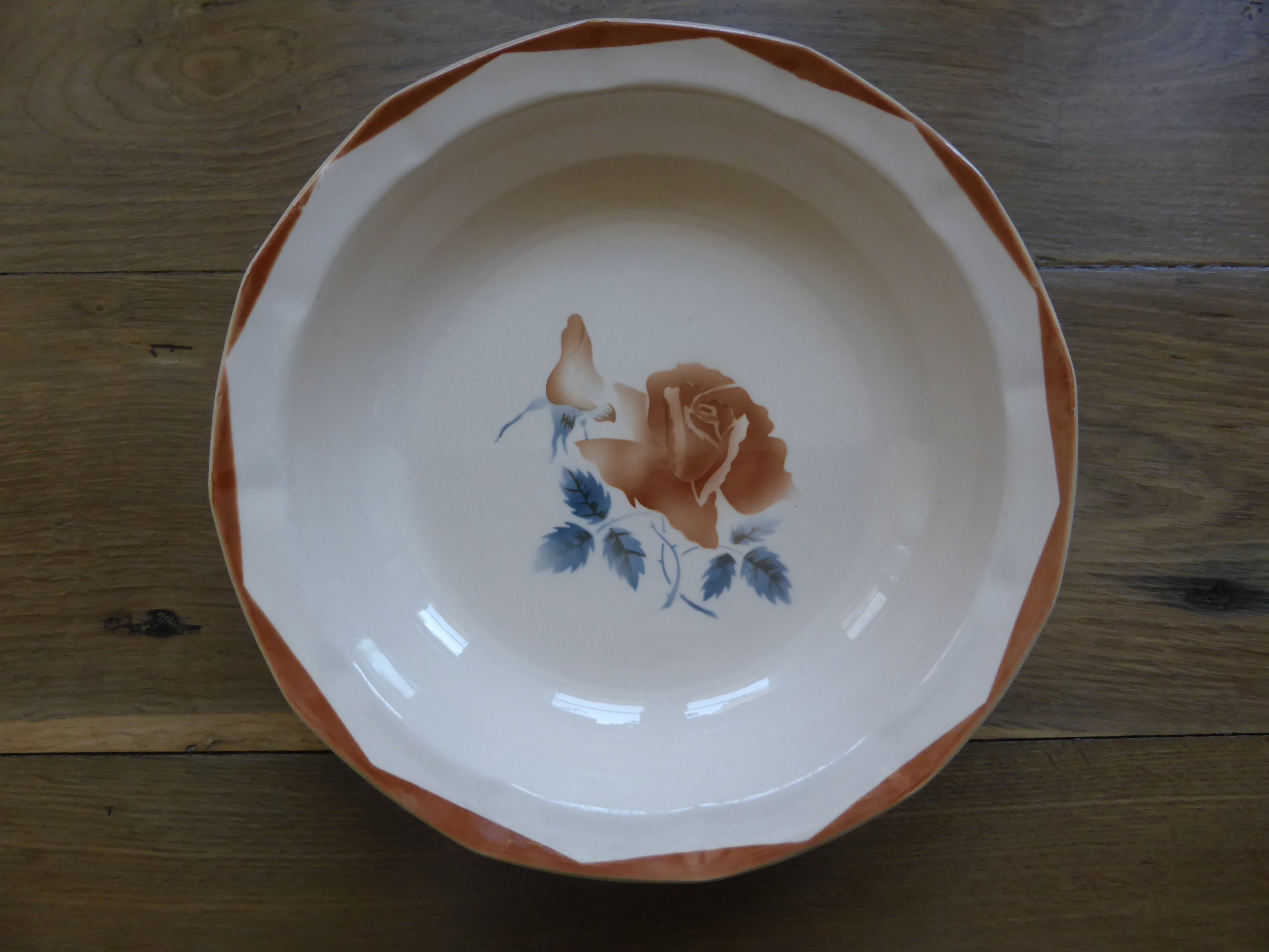 1 Plat de Service Rond Creux Vintage Digoin Sarreguemines en Porcelaine