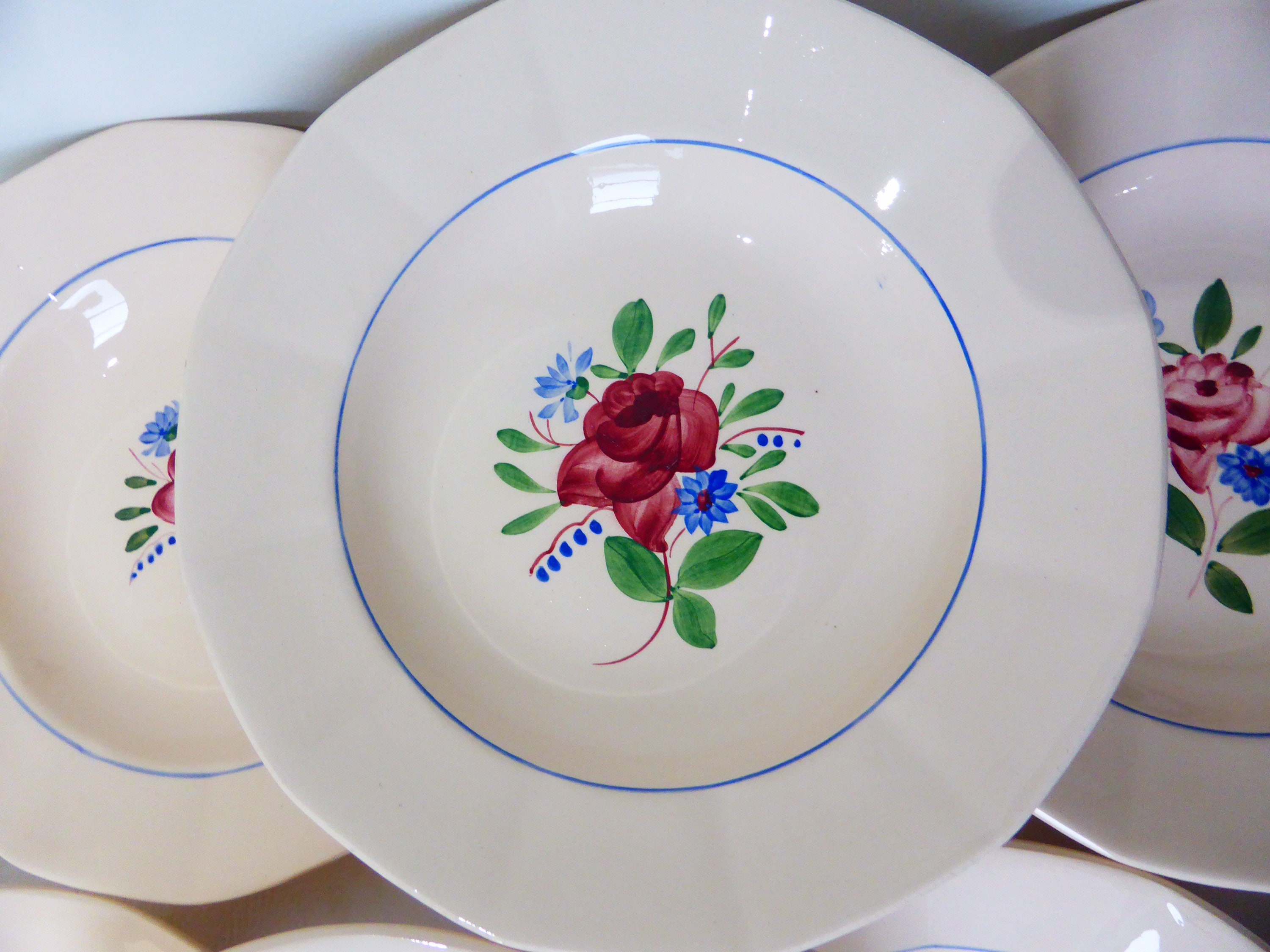 6 Assiettes Creuses Vintage de Digoin Sarreguemines en Porcelaine