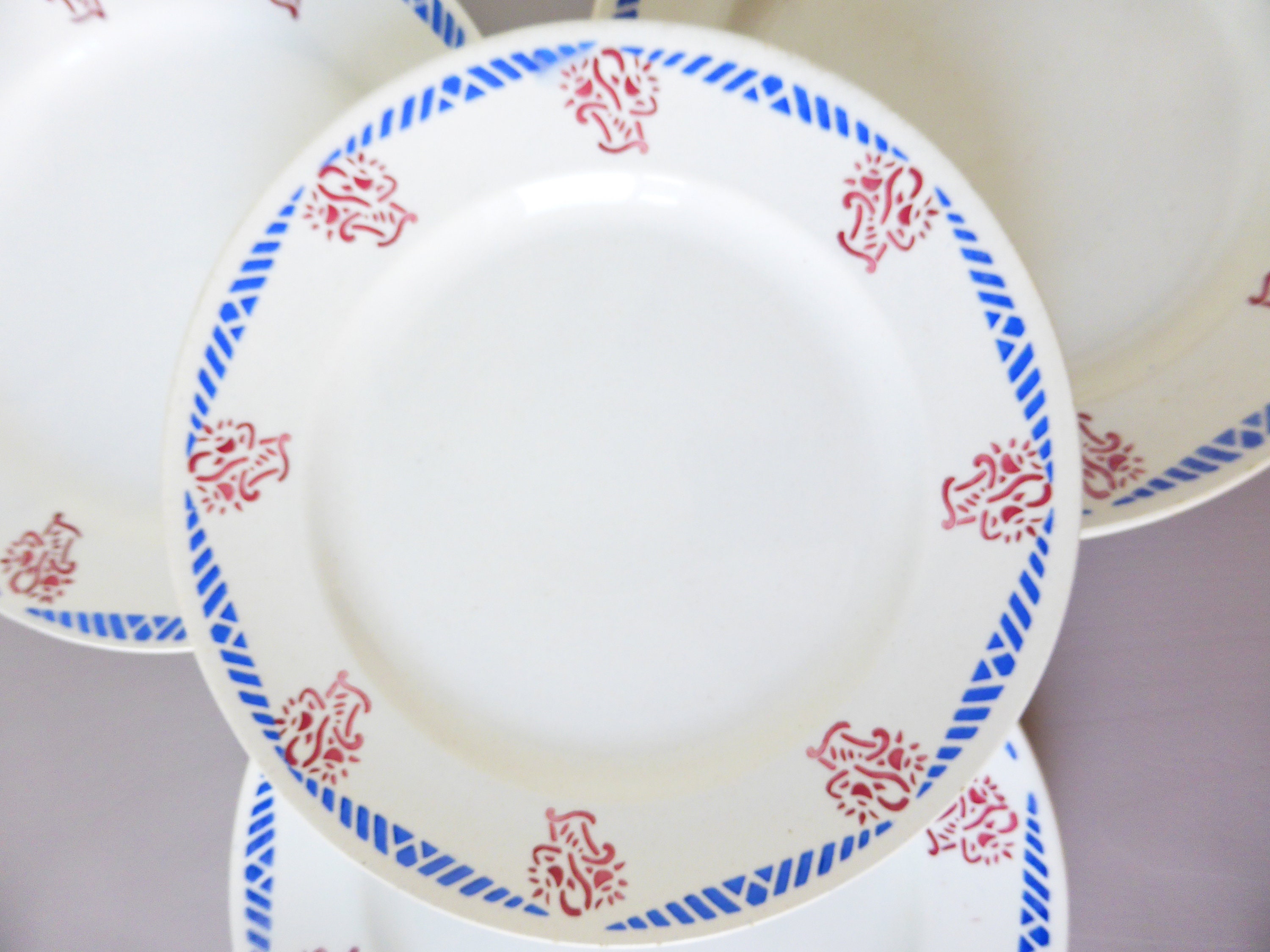 4 Assiettes Plates Vintage Larut Frères Modèle Toulouse en Porcelaine