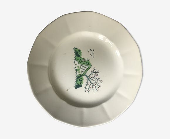 Plat de Service Rond Vintage Digoin Sarreguemines Bayeux en Porcelaine