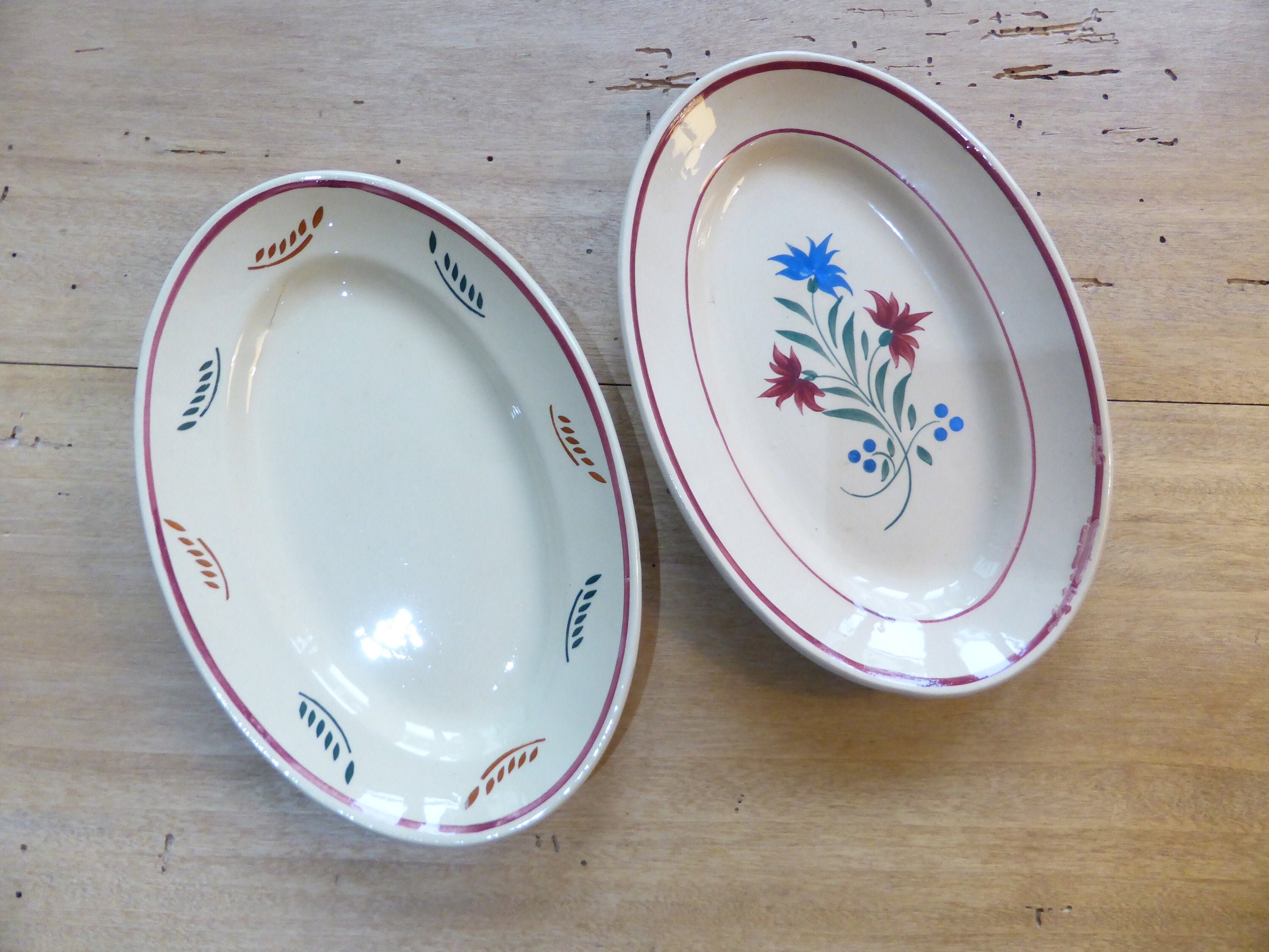 2 Raviers Plats de Service Vintage La Manufacture Lunéville en Porcelaine