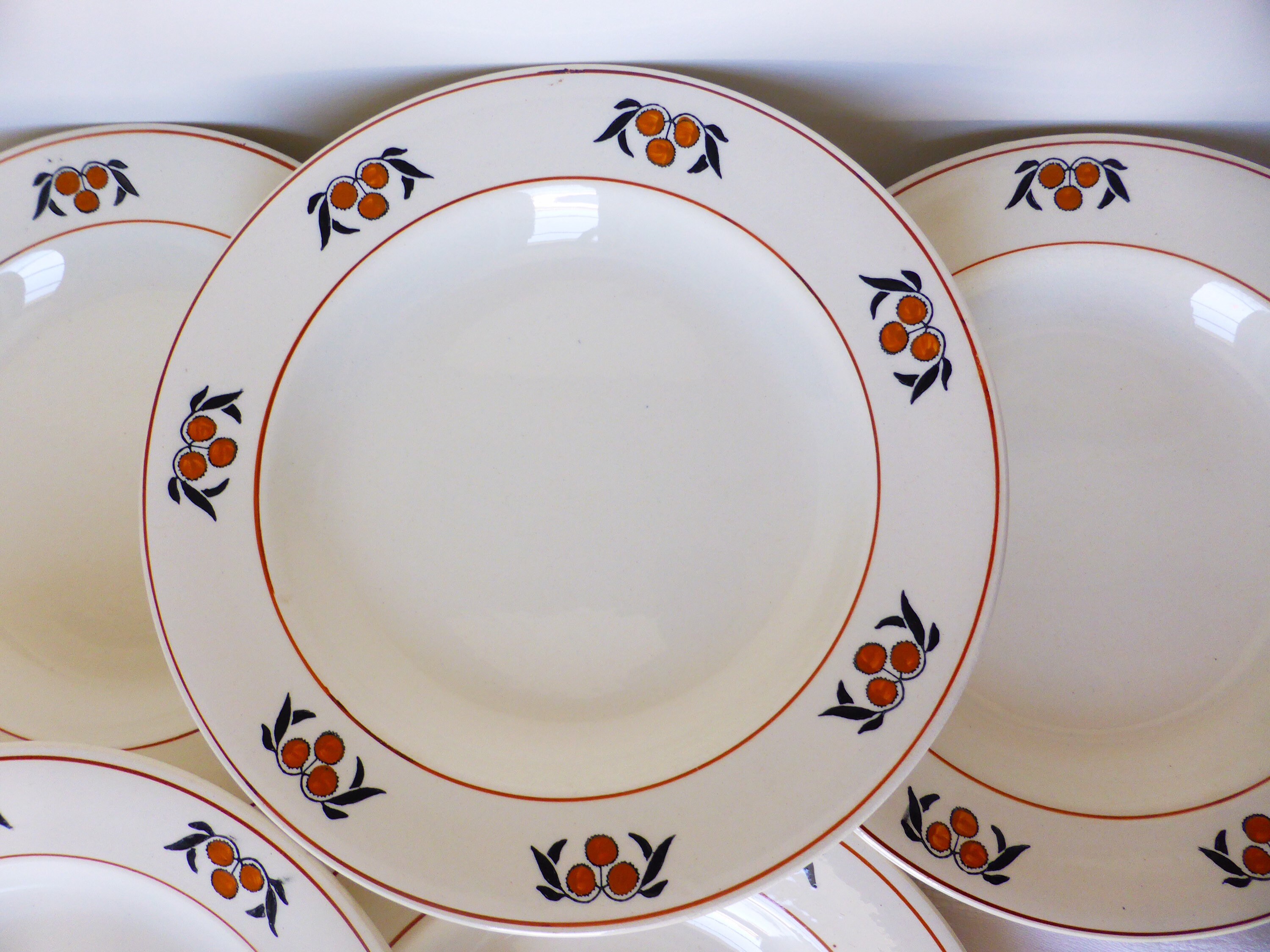 6 Assiettes Creuses Vintage en Terre de Fer Des Salins Modele Mimosa