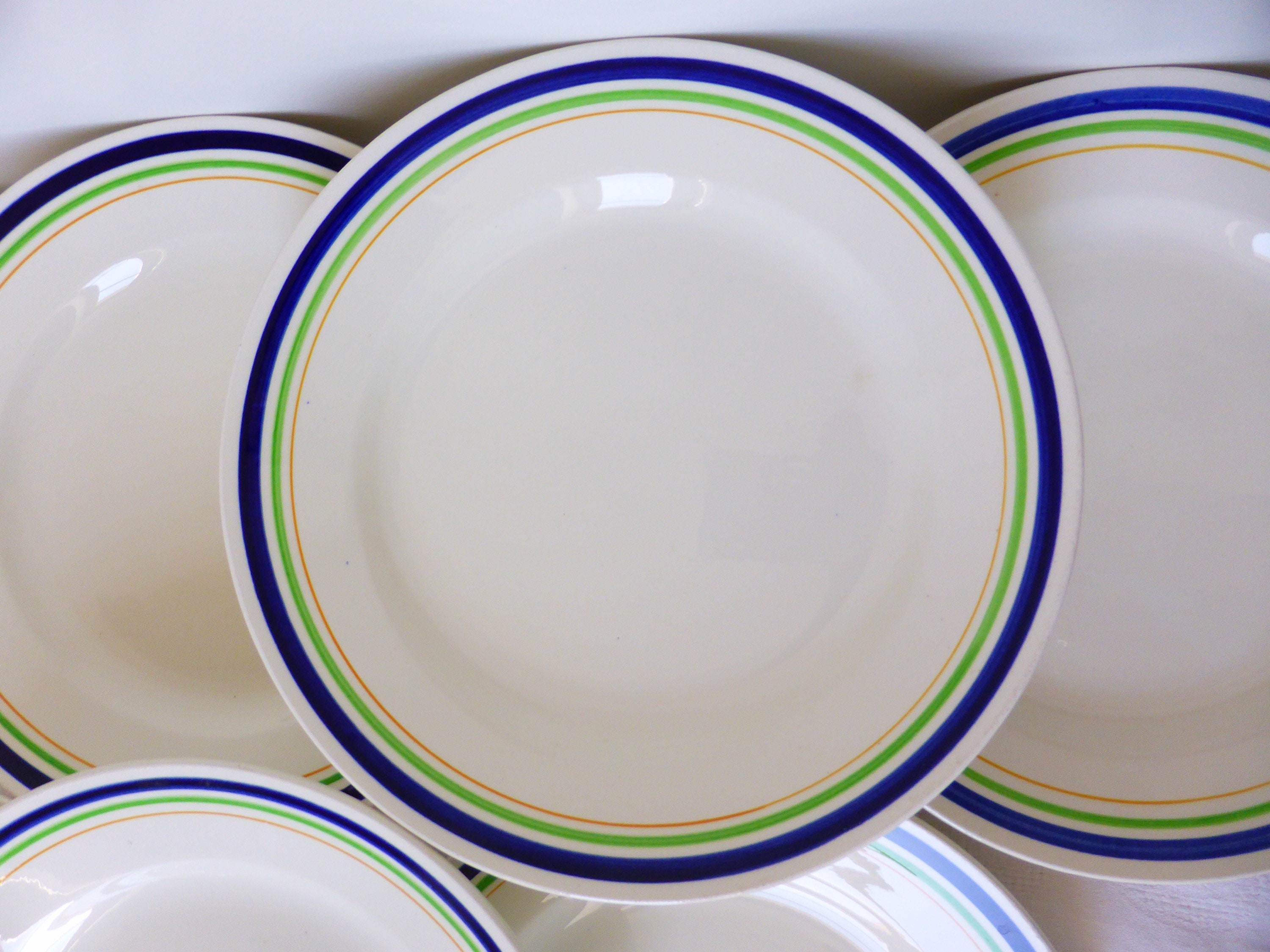 6 Assiettes Plates Vintage de La Manufacture Gien Modèle Georges en Porcelaine