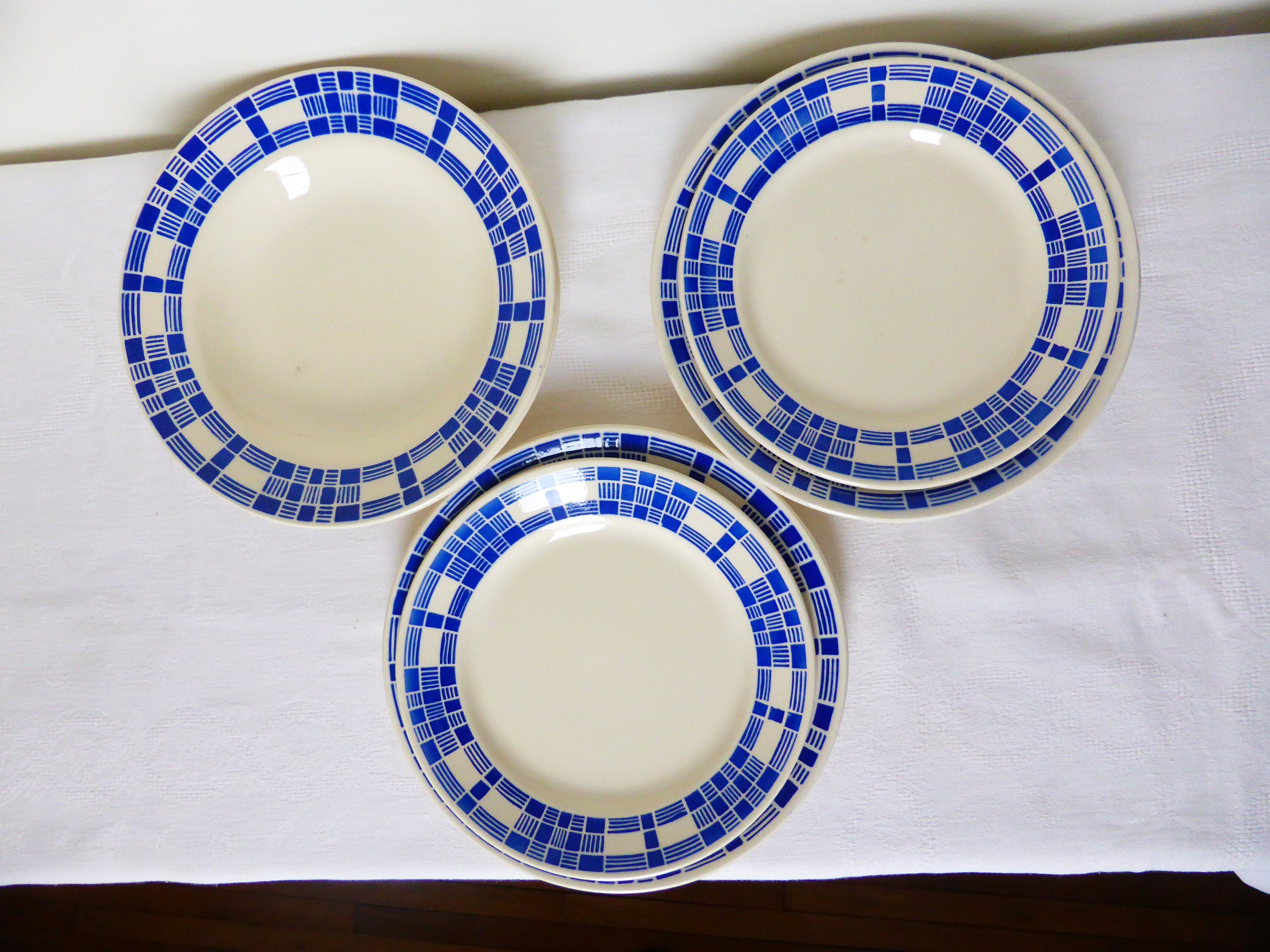 Offre Duo 6 Assiettes Vintage de Badonviller 2 Creuses Plates Dessert en Porcelaine