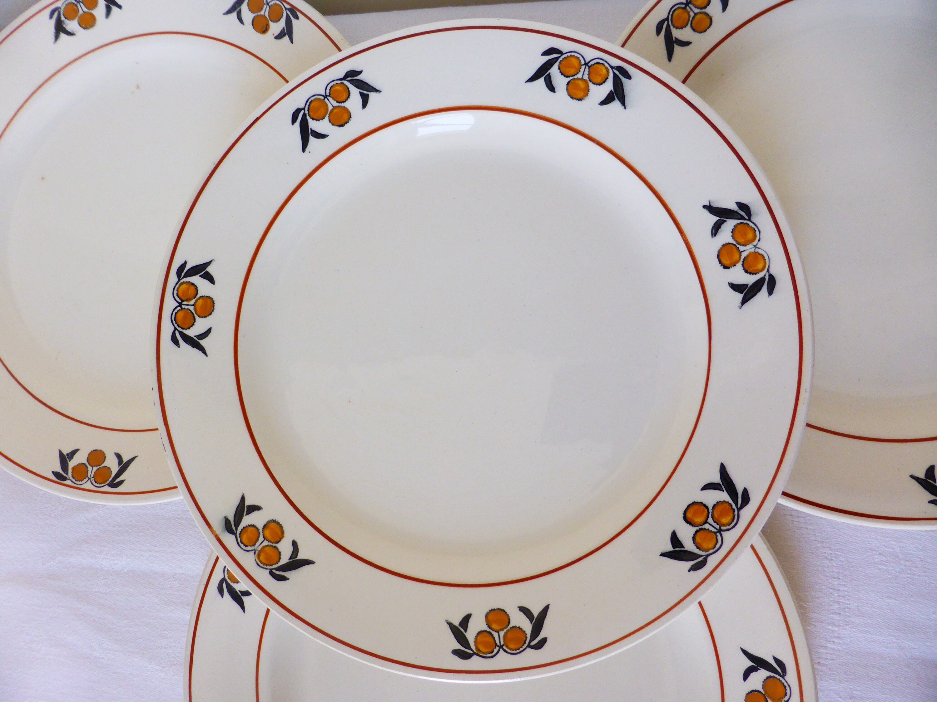 4 Assiettes Plates Vintage en Terre de Fer Des Salins Modele Mimosa