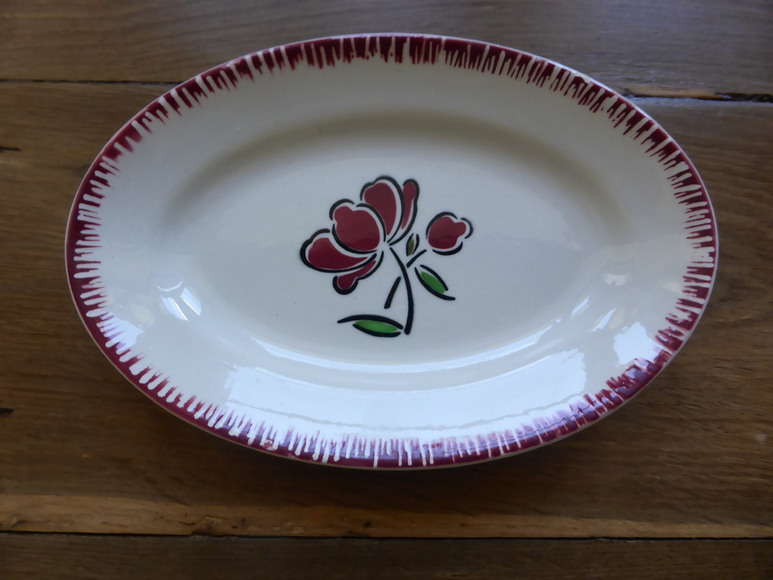 1 Ravier, Plat de Service Vintage en Porcelaine Badonviller