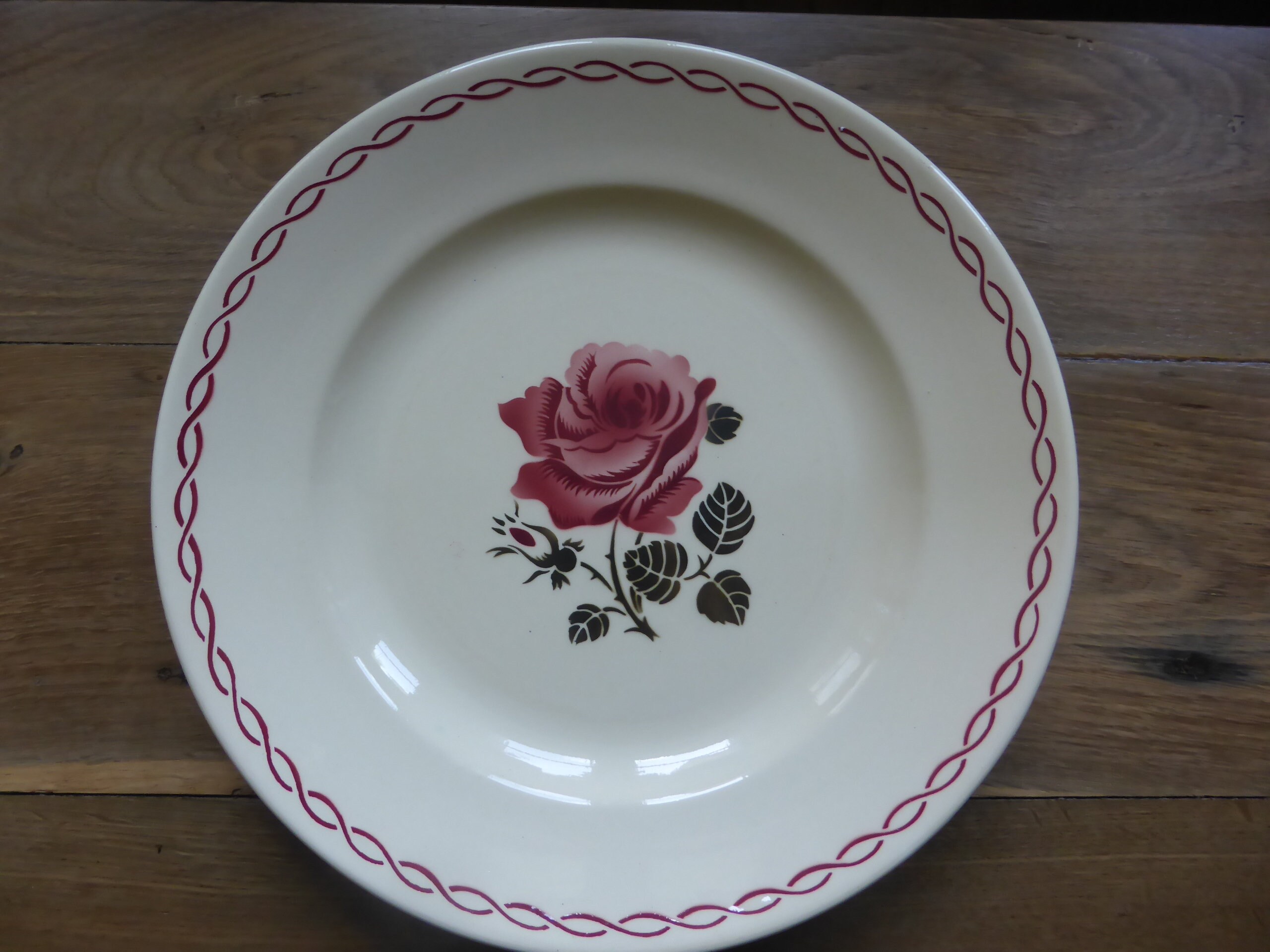 Plat de Service Rond Vintage en Porcelaine La Manufacture Badonviller Modèle Germaine