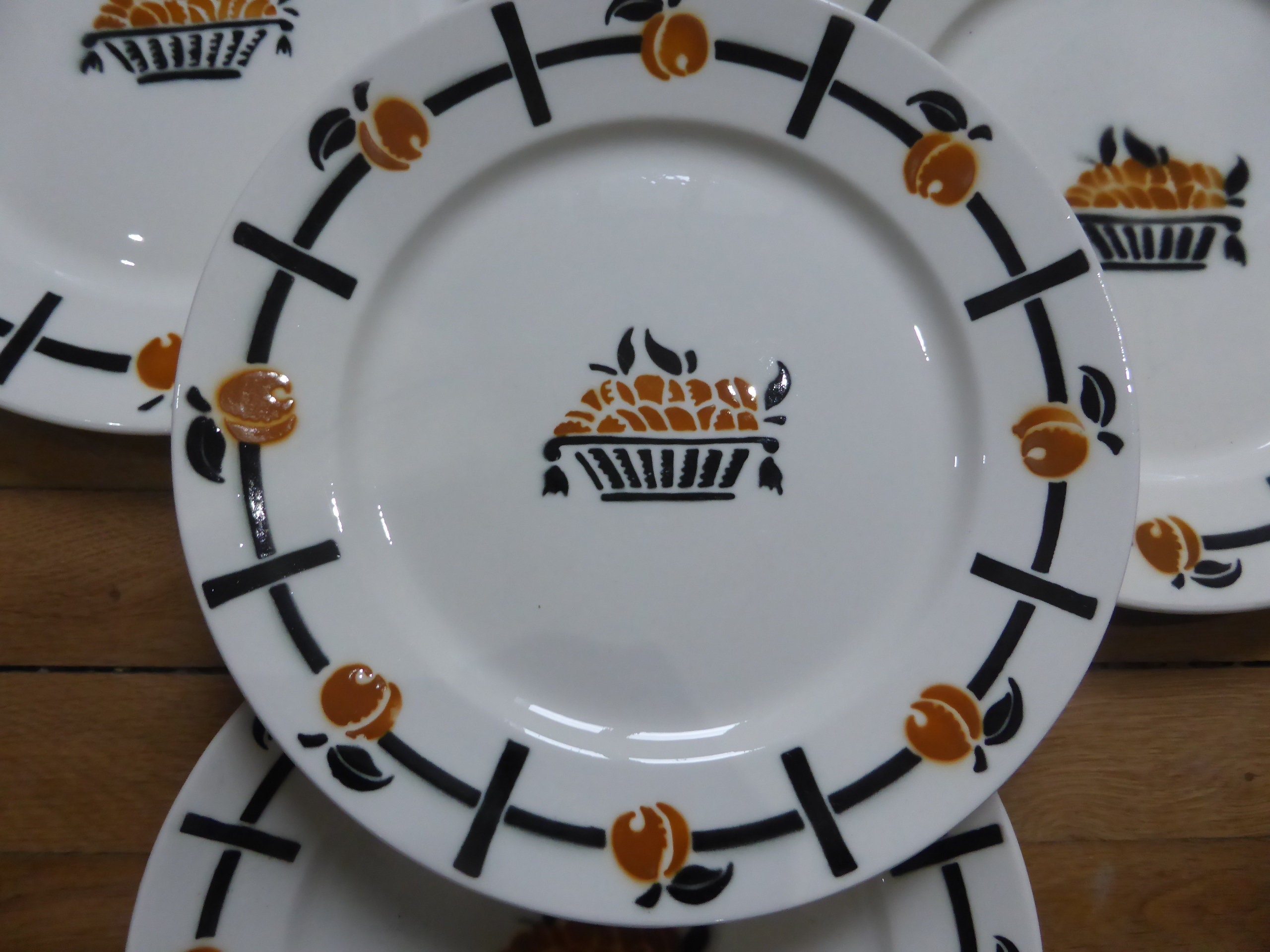 4 Assiettes Plates Vintage de La Manufacture Badonviller en Porcelaine