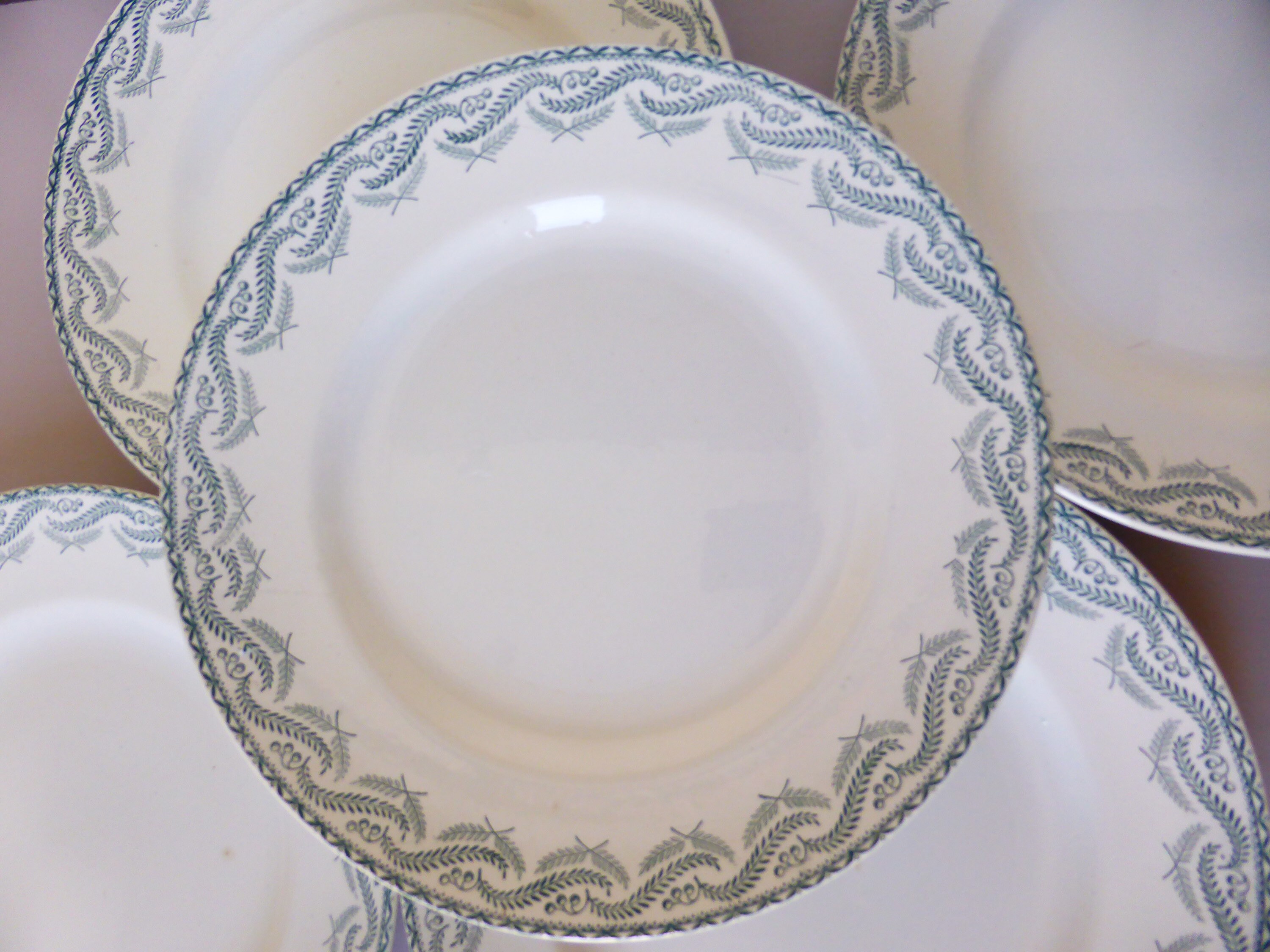 5 Assiettes Plates Vintage en Terre de Fer St Amand Modèle Réjane