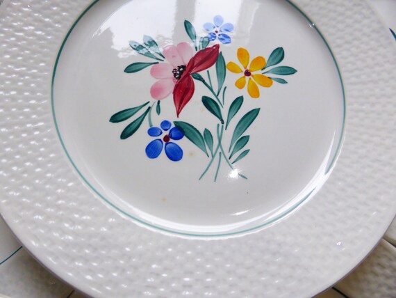 6 Digoin Sarreguemines vintage flat plates in porcelain model Fabiola