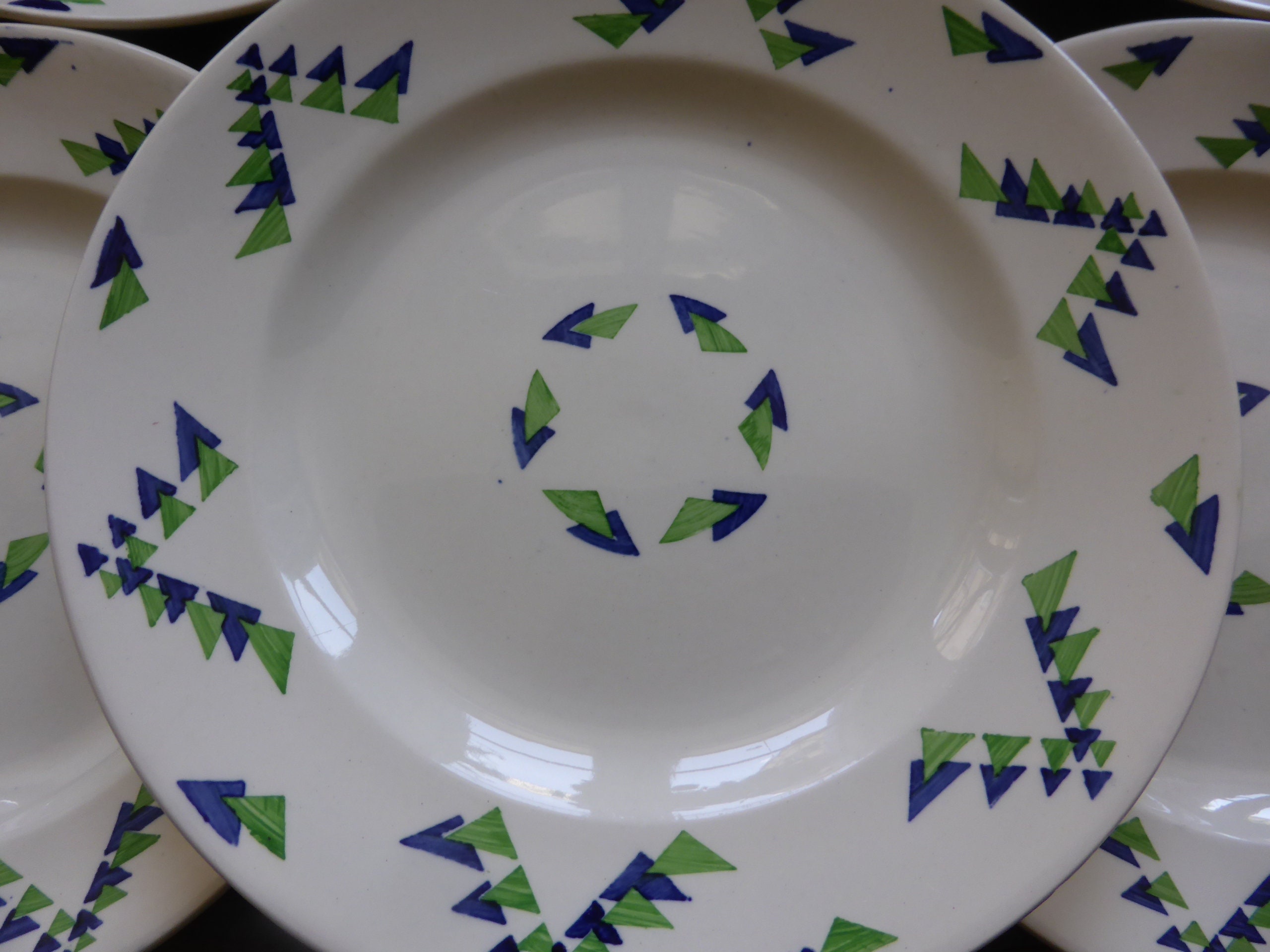 6 Assiettes Plates Vintage de Digoin Sarreguemines Modèle Moderne en Porcelaine