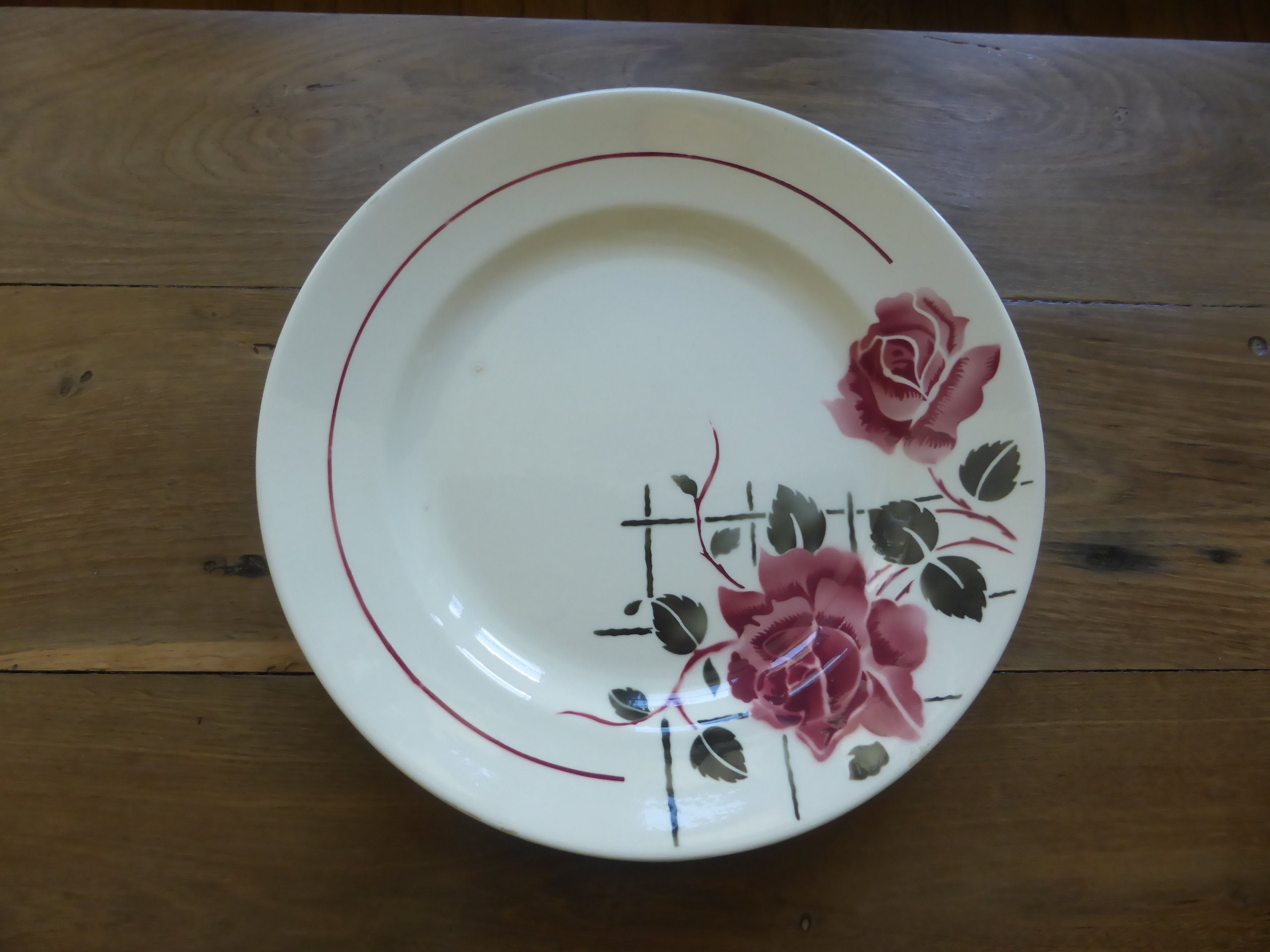 Plat de Service Rond Vintage La Manufacture Badonviller Modèle Simone en Porcelaine