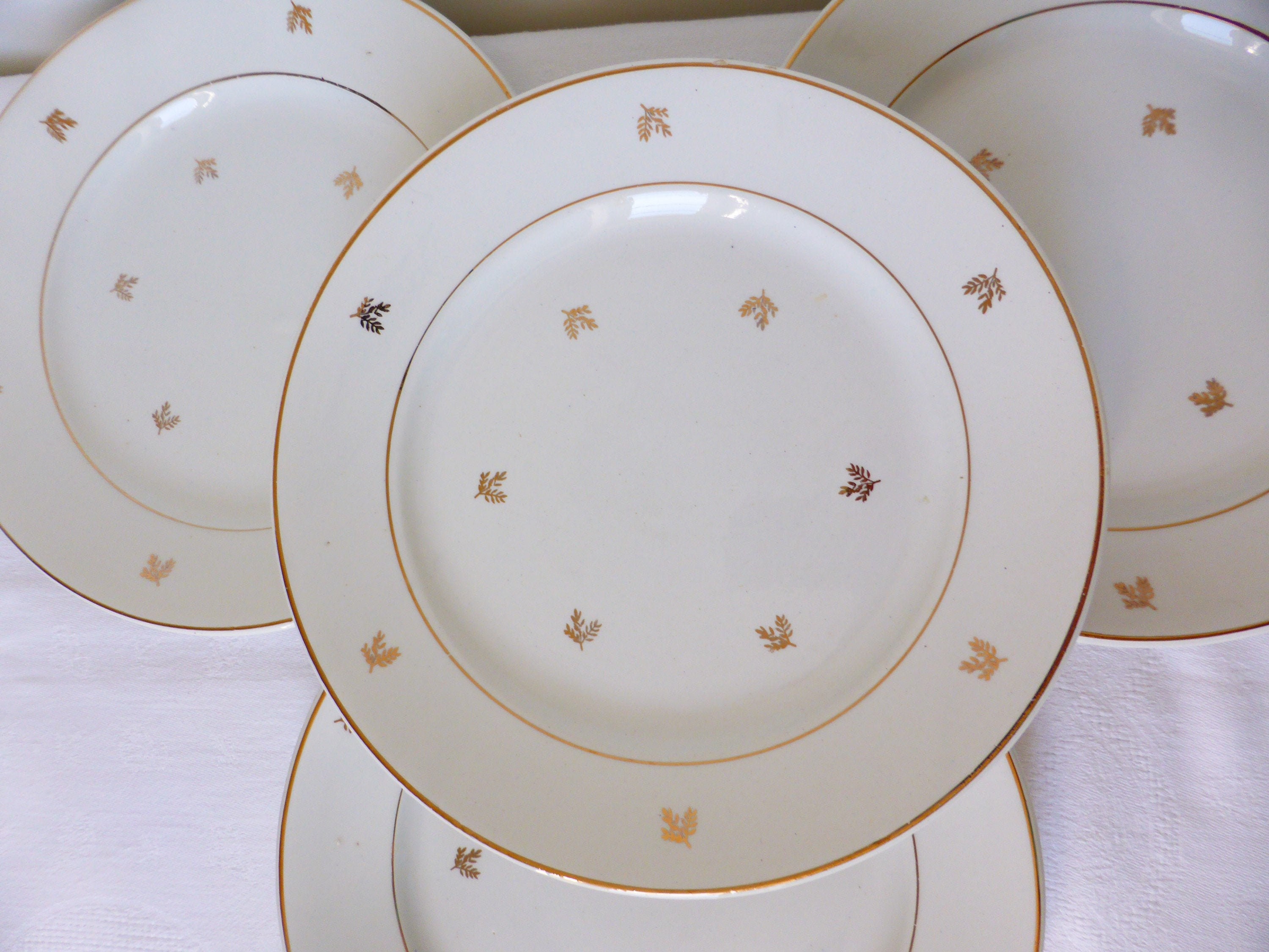 4 Assiettes Plates Vintage en Porcelaine de Badonviller