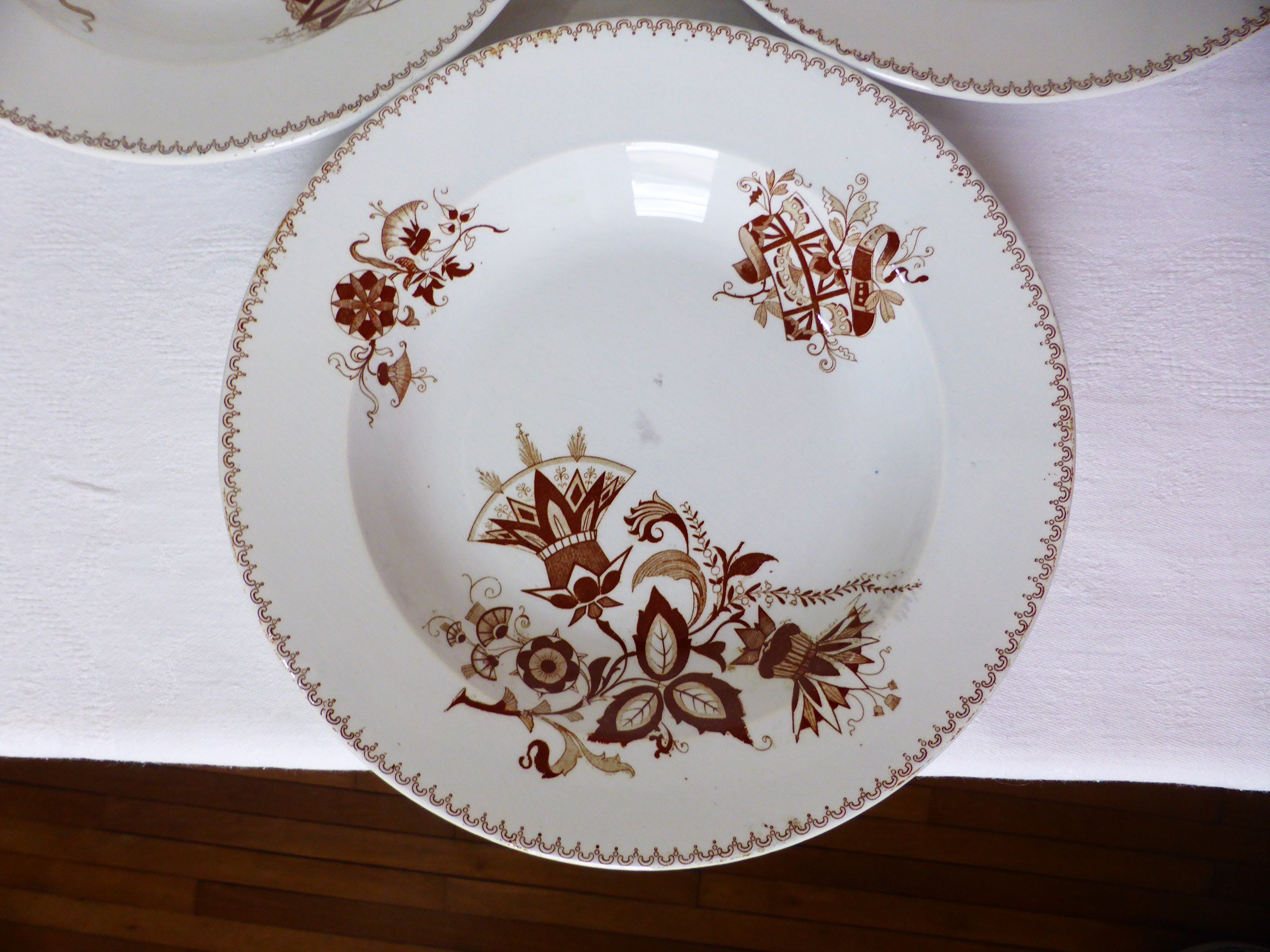 3 Assiettes Creuses Vintage de Sarreguemines Modèle Danois en Porcelaine