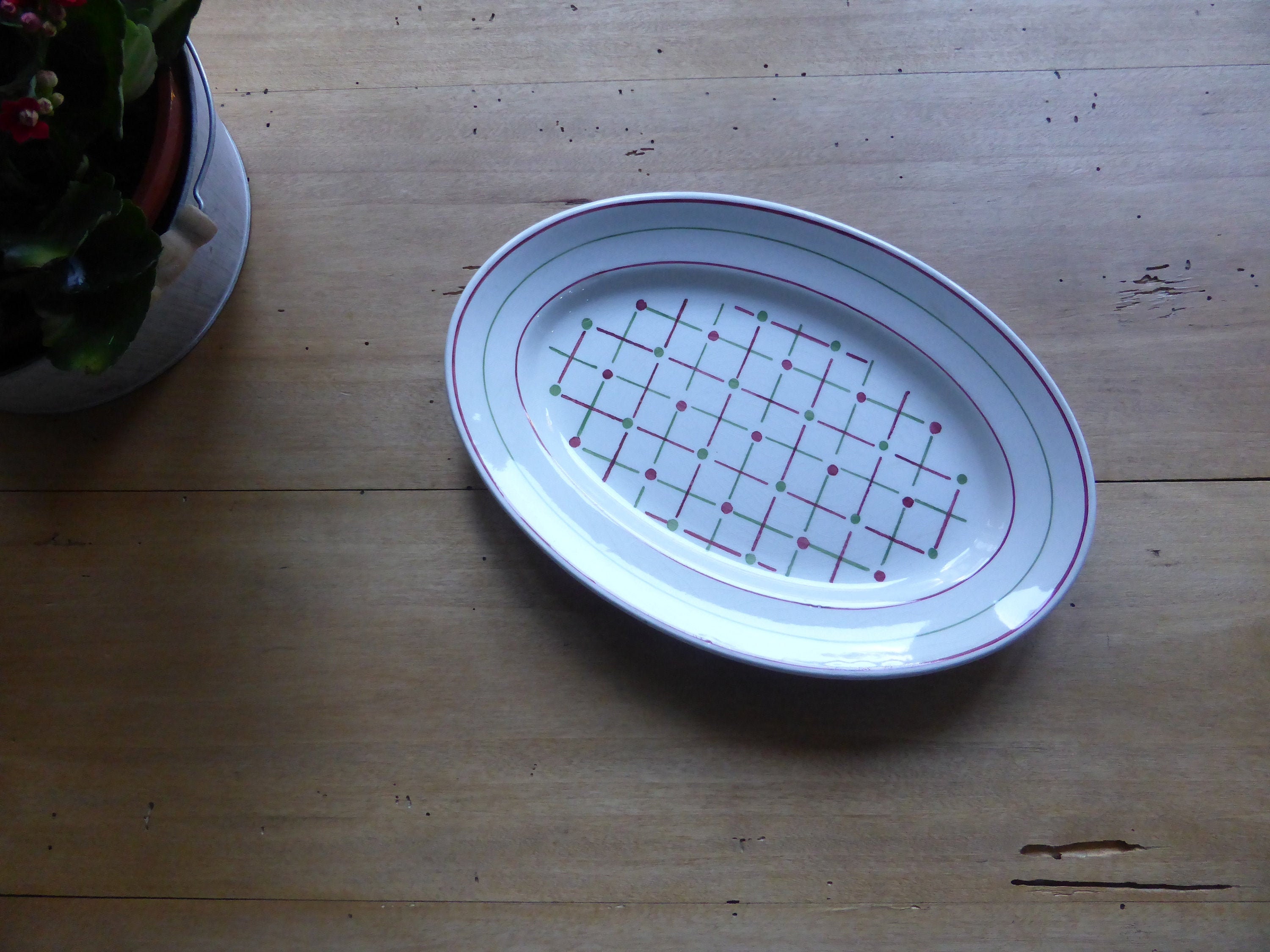 Plat de Service Oval Vintage Modele Betty La Manufacture Française Luneville en Porcelaine