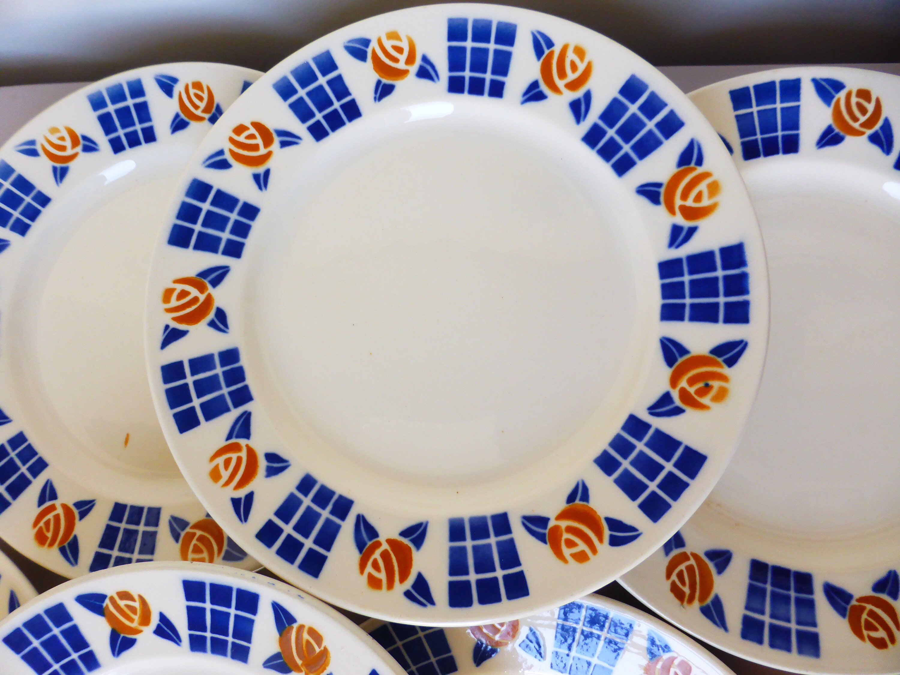 6 Assiettes Dessert Vintage de La Manufacture Badonviller en Porcelaine