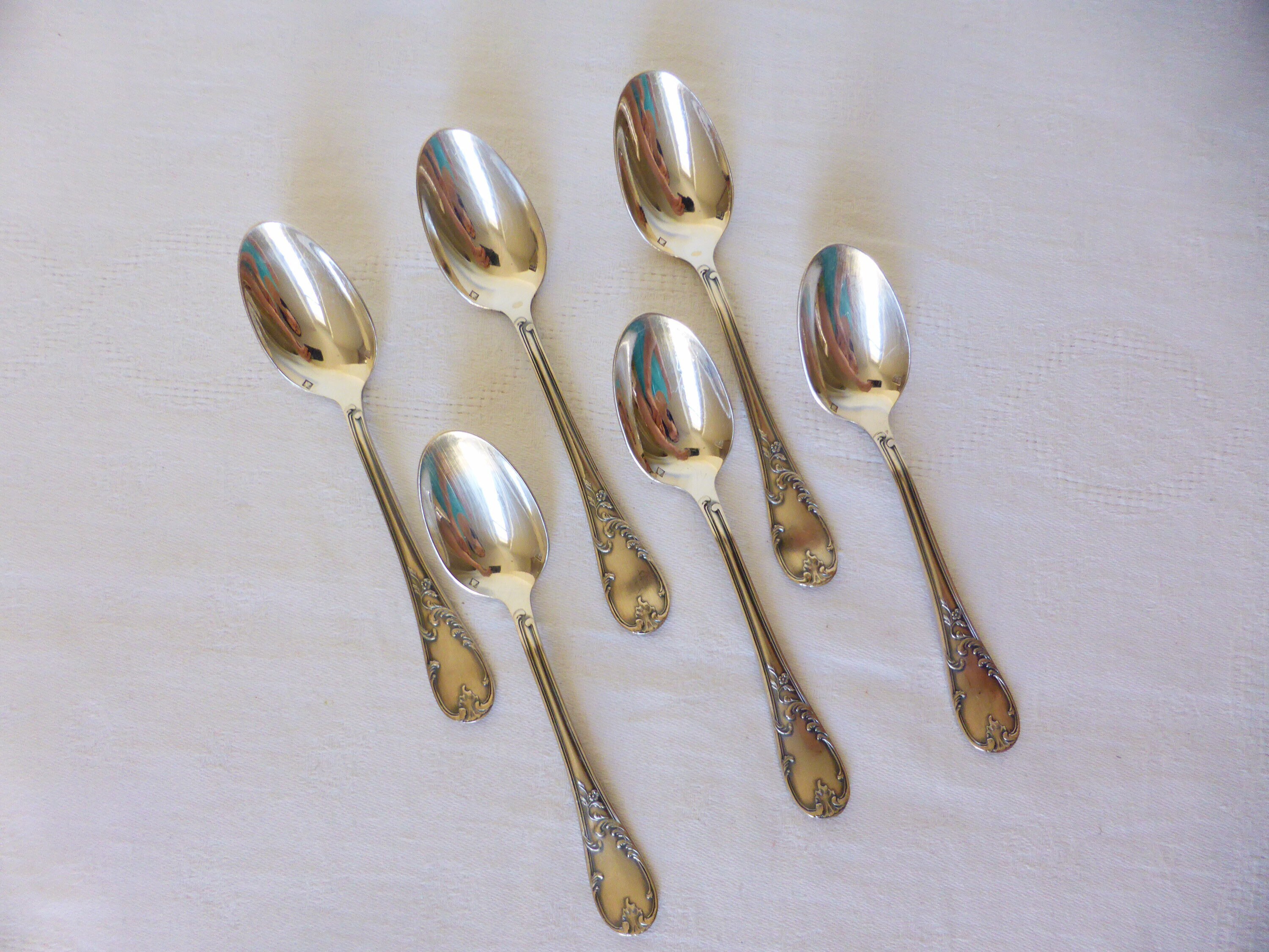 6 Cuillères à Café Vintage en Métal Argenté