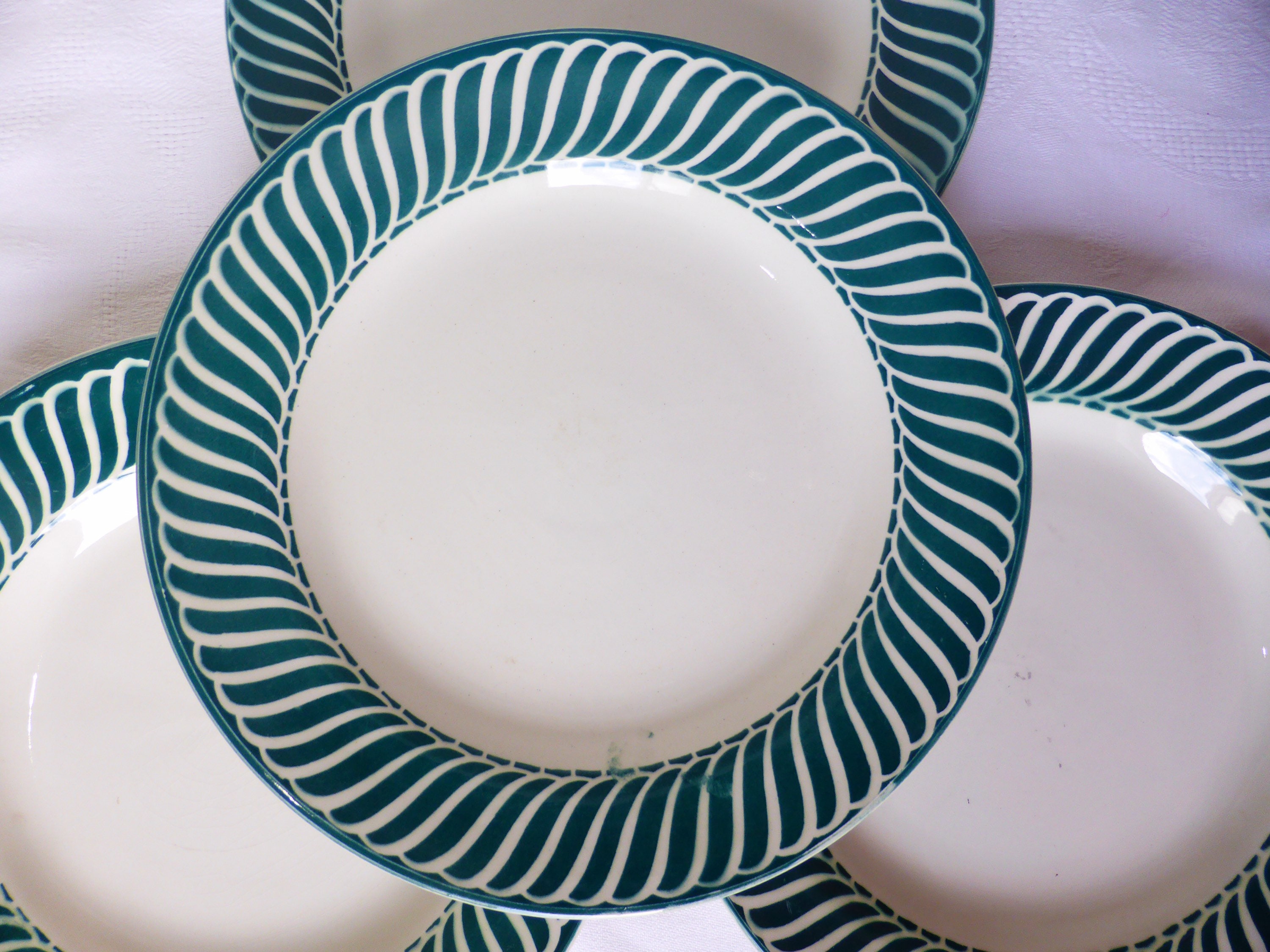 4 Assiettes Plates Vintage de Digoin Sarreguemines Modèle Jacquot en Porcelaine