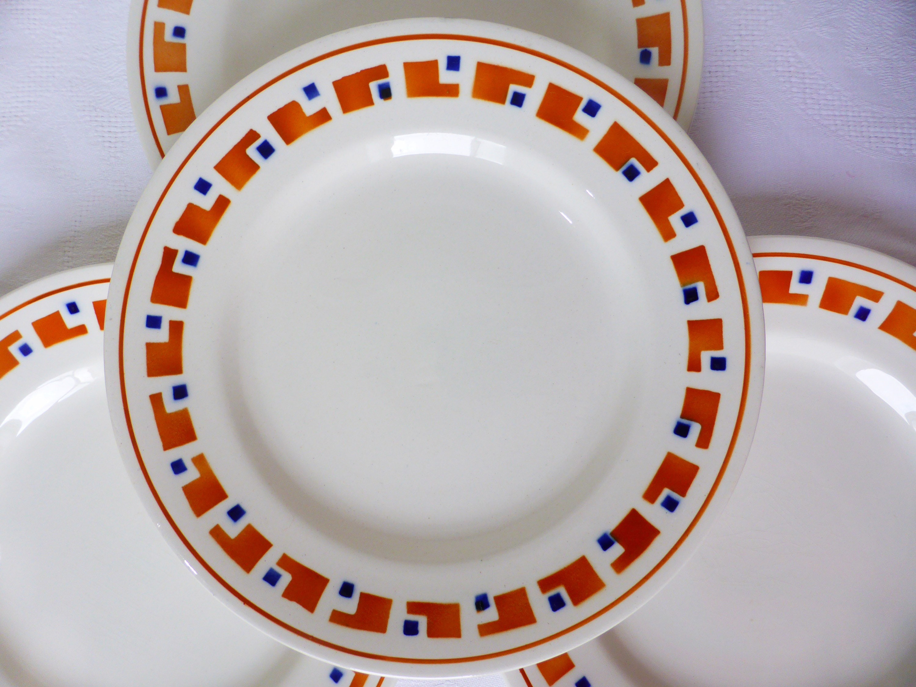 4 Assiettes Plates Vintage en Terre de Fer Des Salins Modèle Lucette