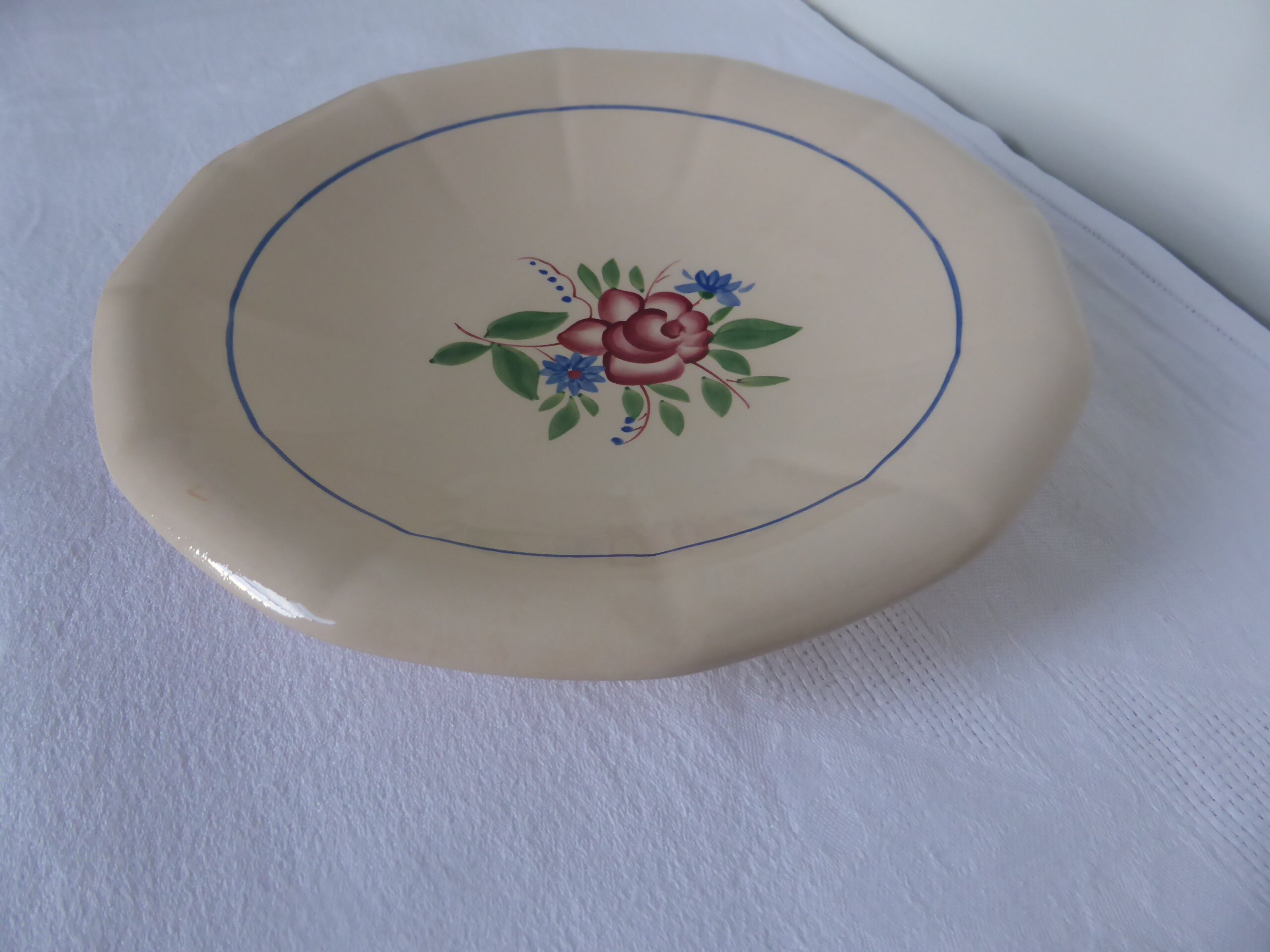 Plat Digoin Sarreguemines Vintage à Calotte Ronde en Porcelaine