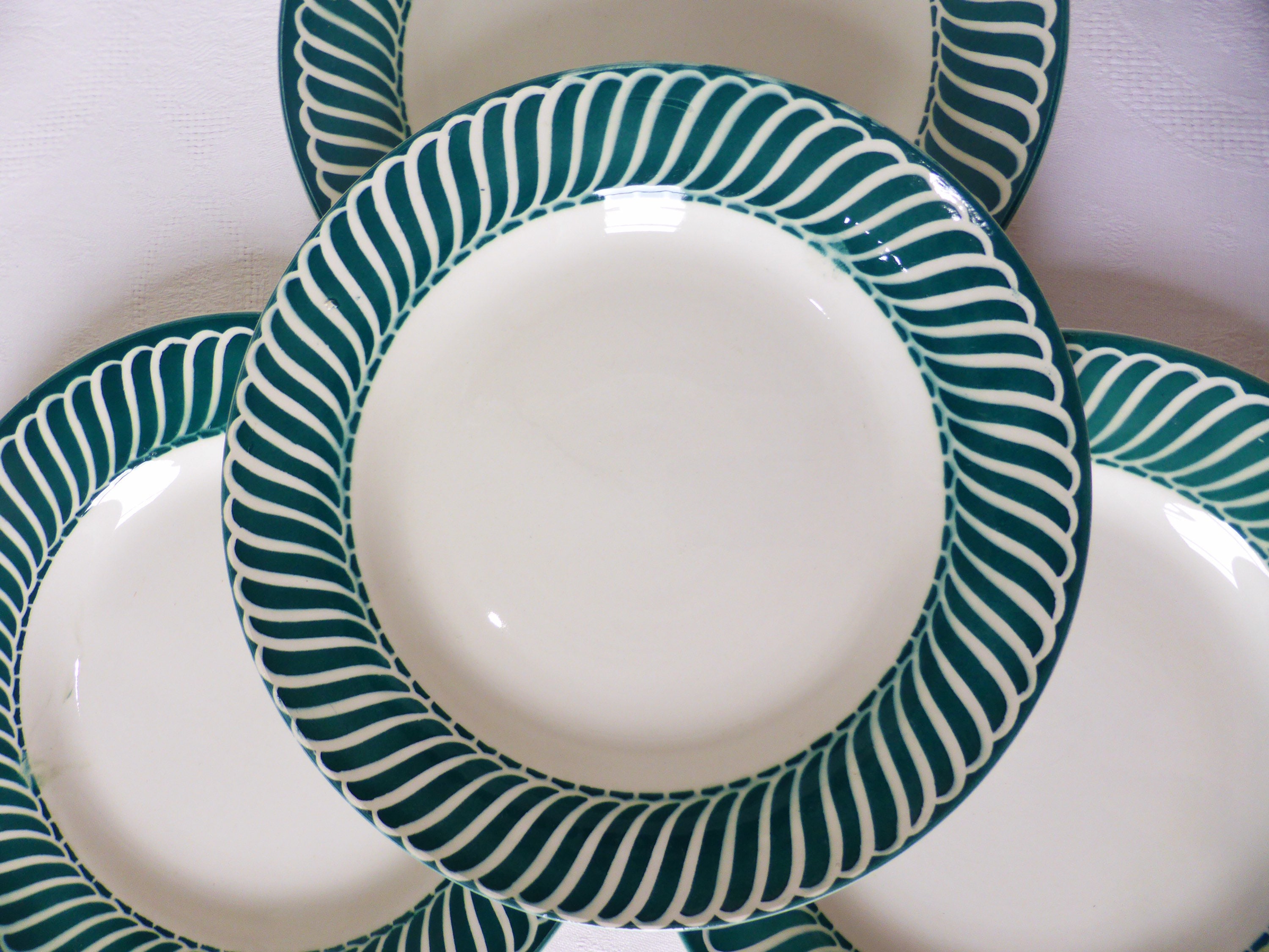 4 Assiettes Plates Vintage de Digoin Sarreguemines Modèle Jacquot en Porcelaine