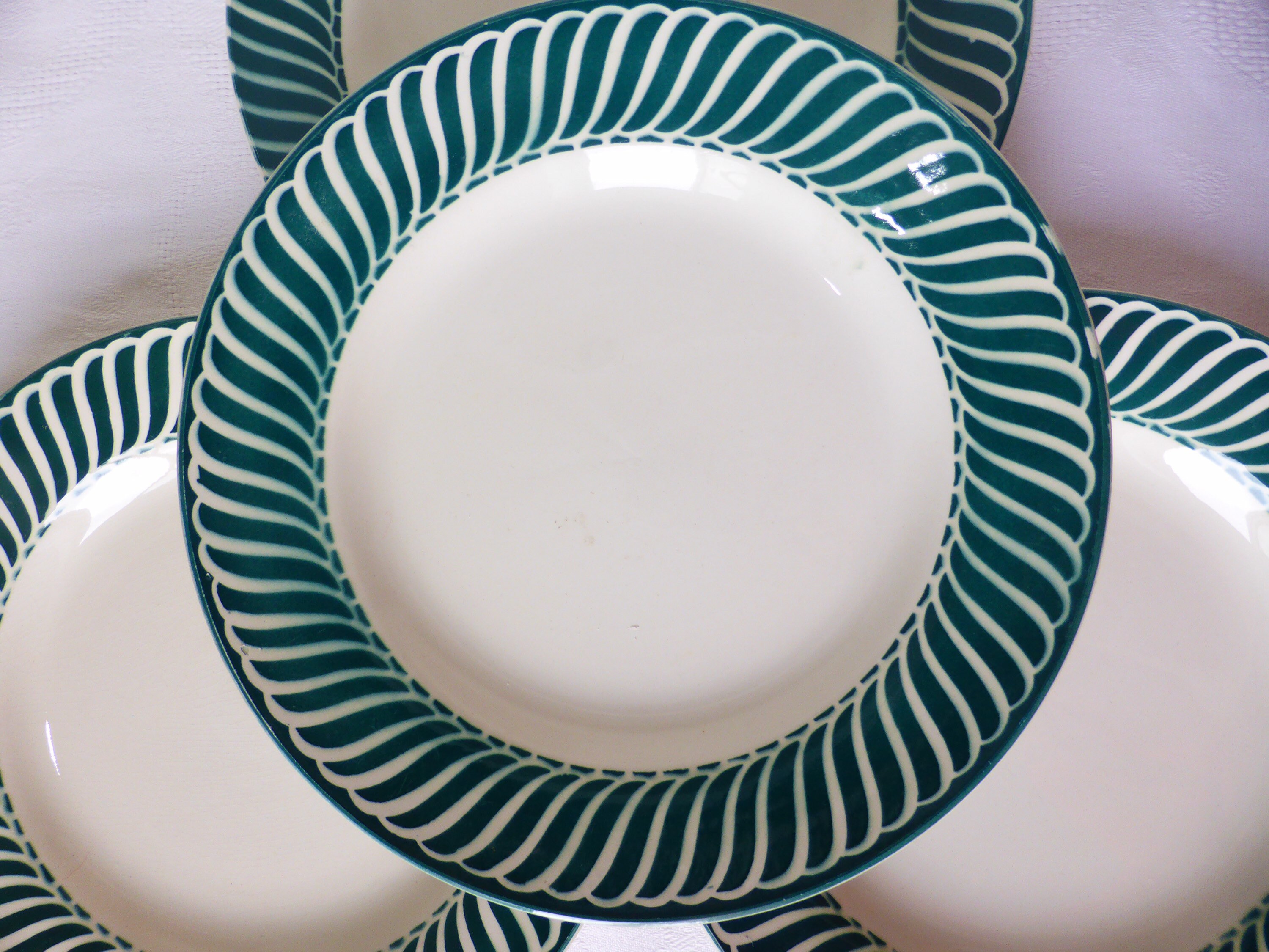 4 Assiettes Plates Vintage de Digoin Sarreguemines Modèle Jacquot en Porcelaine