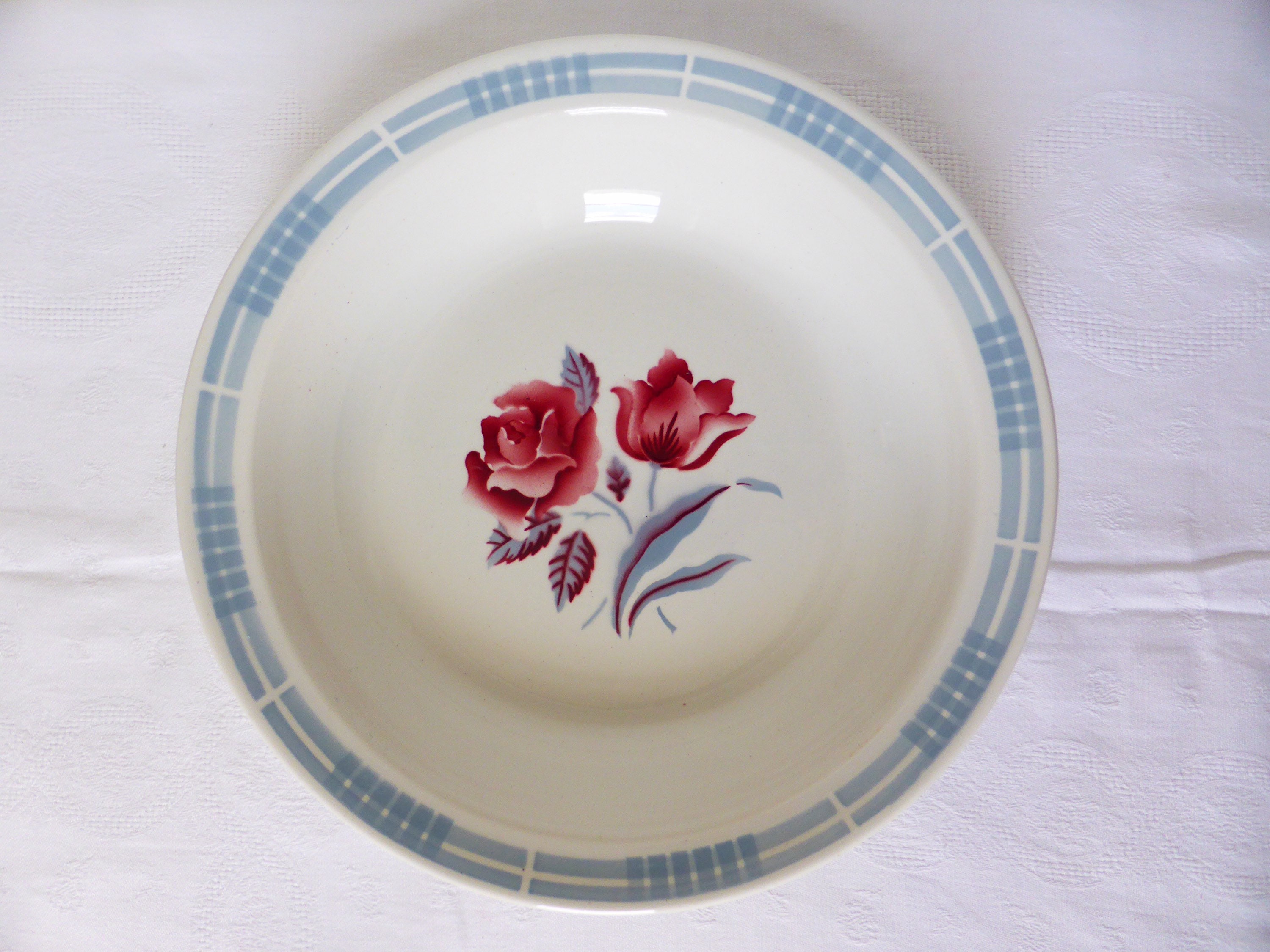 1 Plat de Service Rond Creux Vintage en Porcelaine Digoin Sarreguemines Modèle Troyes