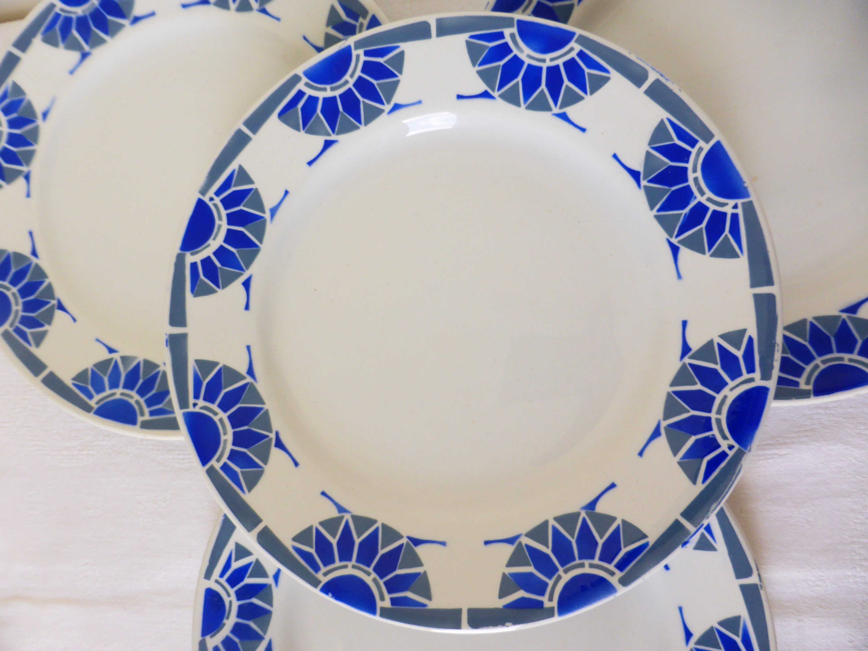 4 Assiettes Plates Vintage de Céranord St Amand Modèle Roxy