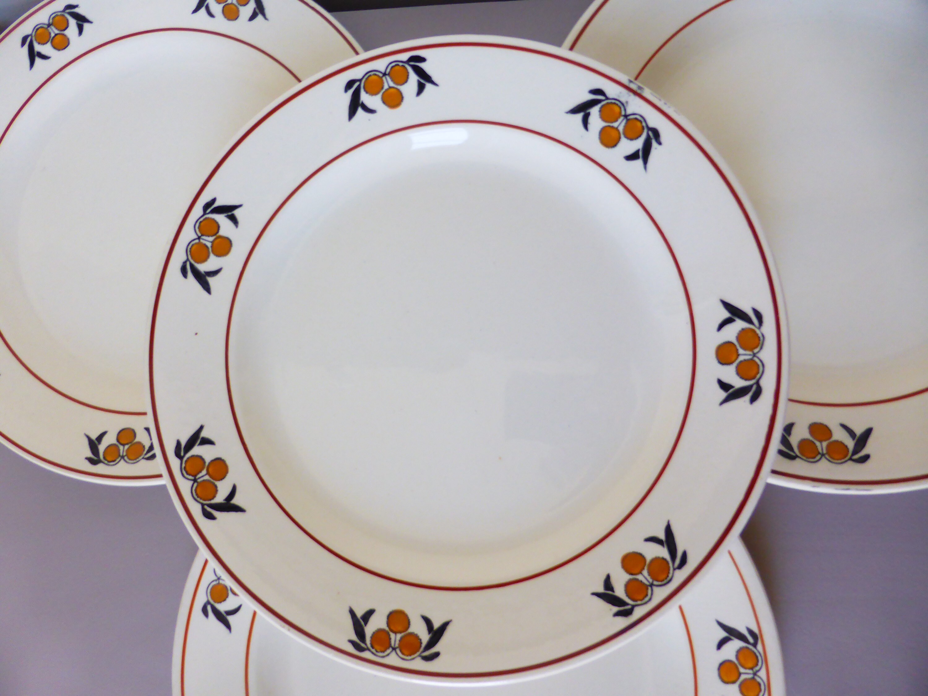 4 Assiettes Plates Vintage en Terre de Fer Des Salins Modele Mimosa