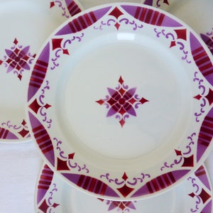 4 vintage ironstone dinner plates from Moulin des Loups and Hamage, Madeleine pattern