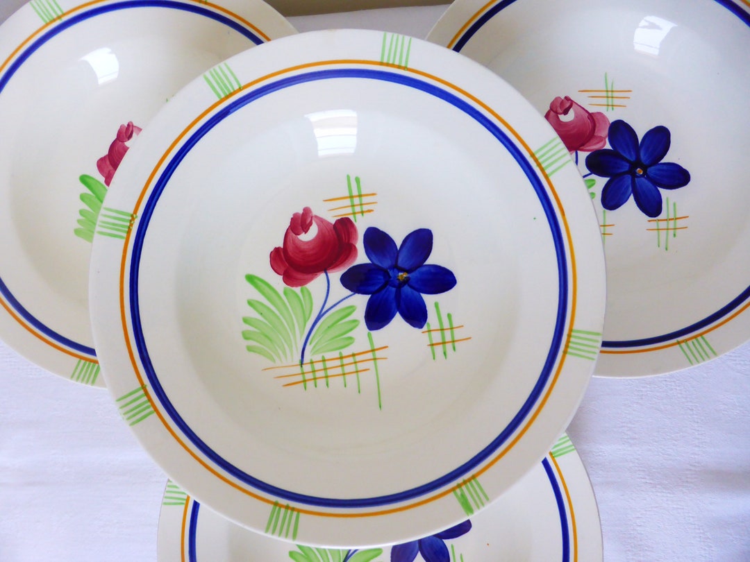 4 Vintage Soup Plates From the Gien Factory, Robinson Model - Etsy