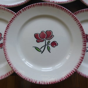 6 vintage flat plates from the Badonviller porcelain factory
