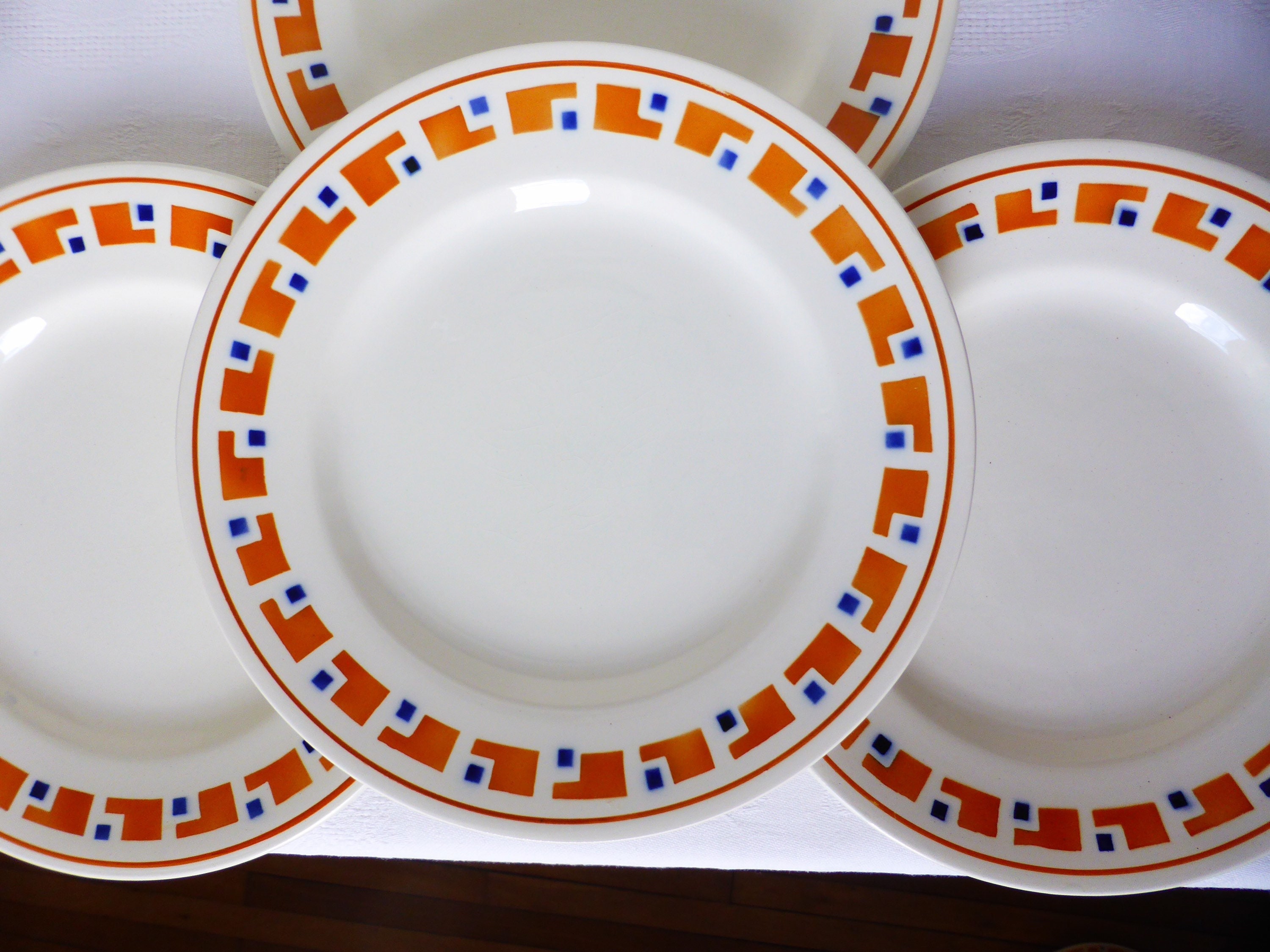 4 Assiettes Plates Vintage en Terre de Fer Des Salins Modèle Lucette