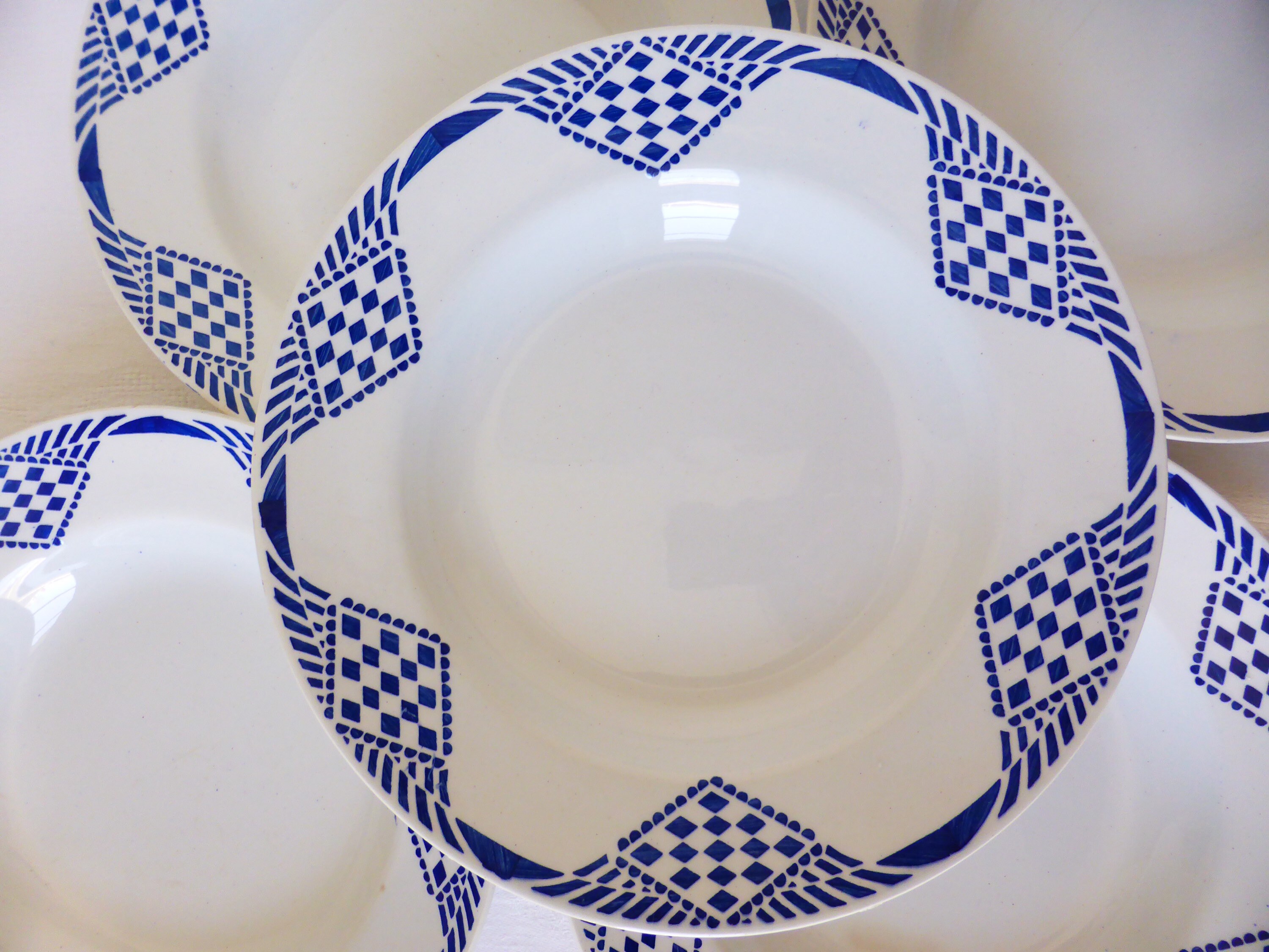 5 Assiettes Creuses Vintage Du Moulin Des Loups et Hamage Modèle Pantin en Porcelaine