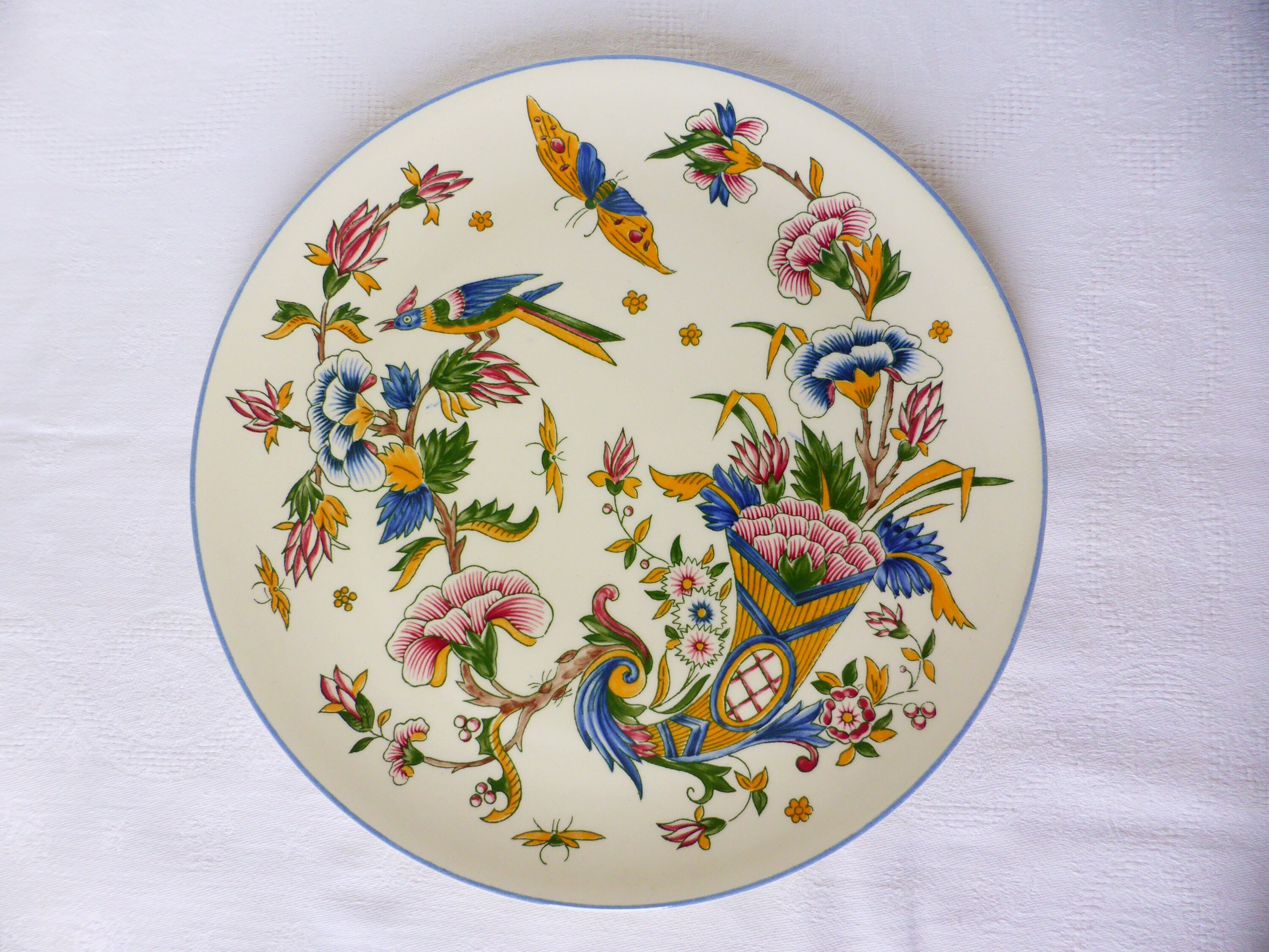Plat à Tarte ou Gâteaux Vintage de Gien Modèle Corne d'abondance en Porcelaine