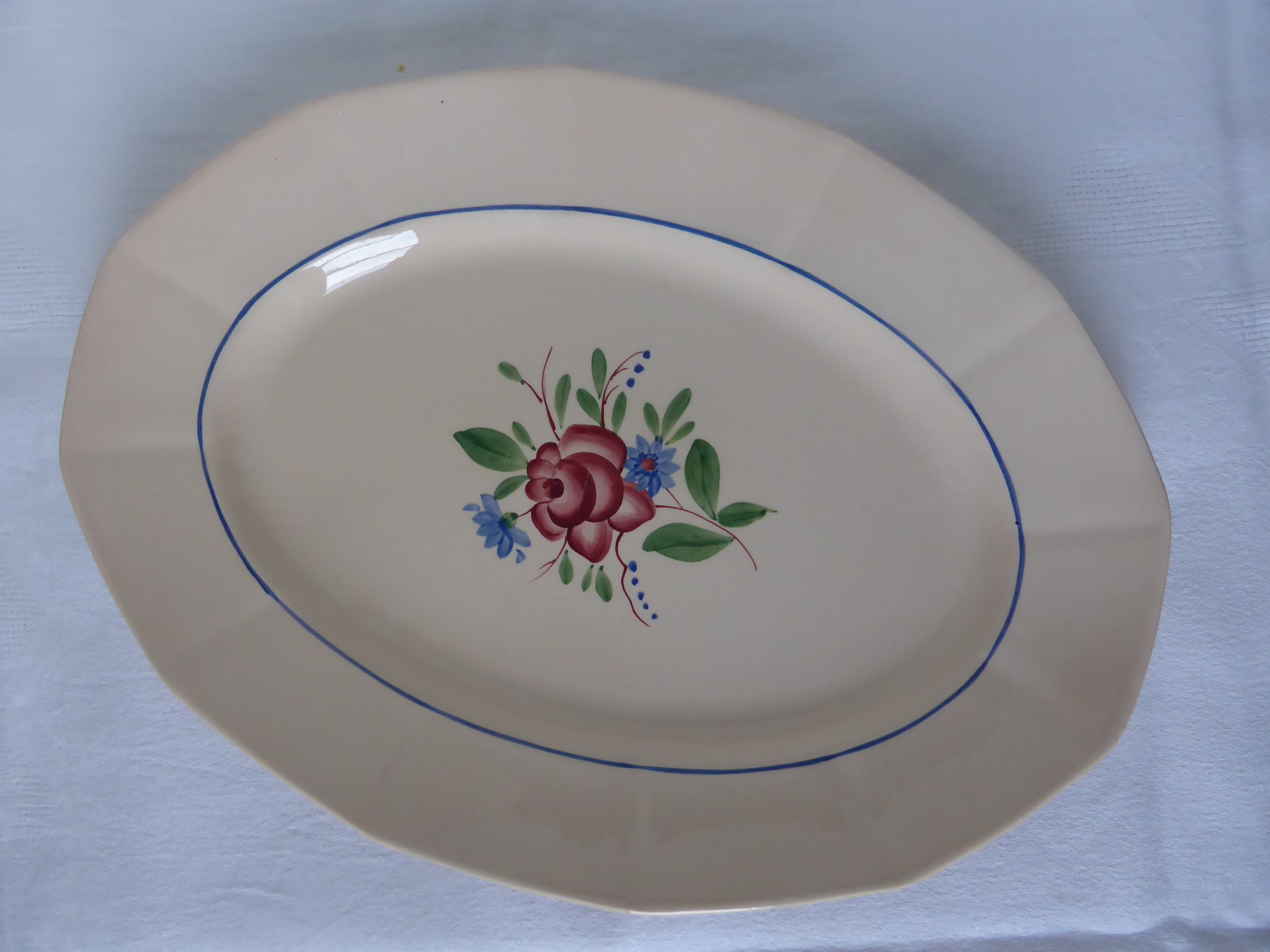 Plat de Service Oval en Porcelaine Digoin Sarreguemines