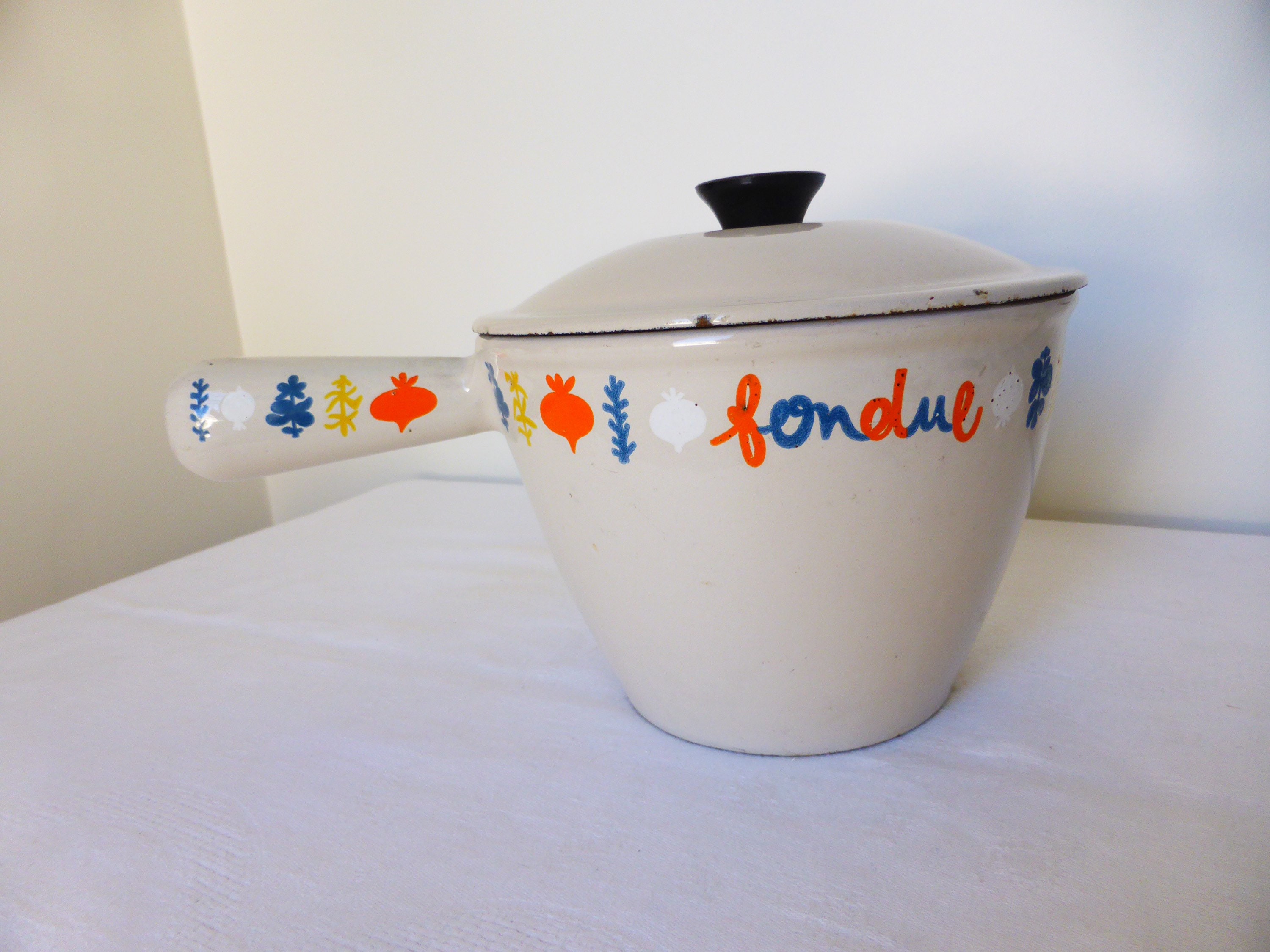 Caquelon à Fondue Vintage Le Creuset en Fonte Émaillée