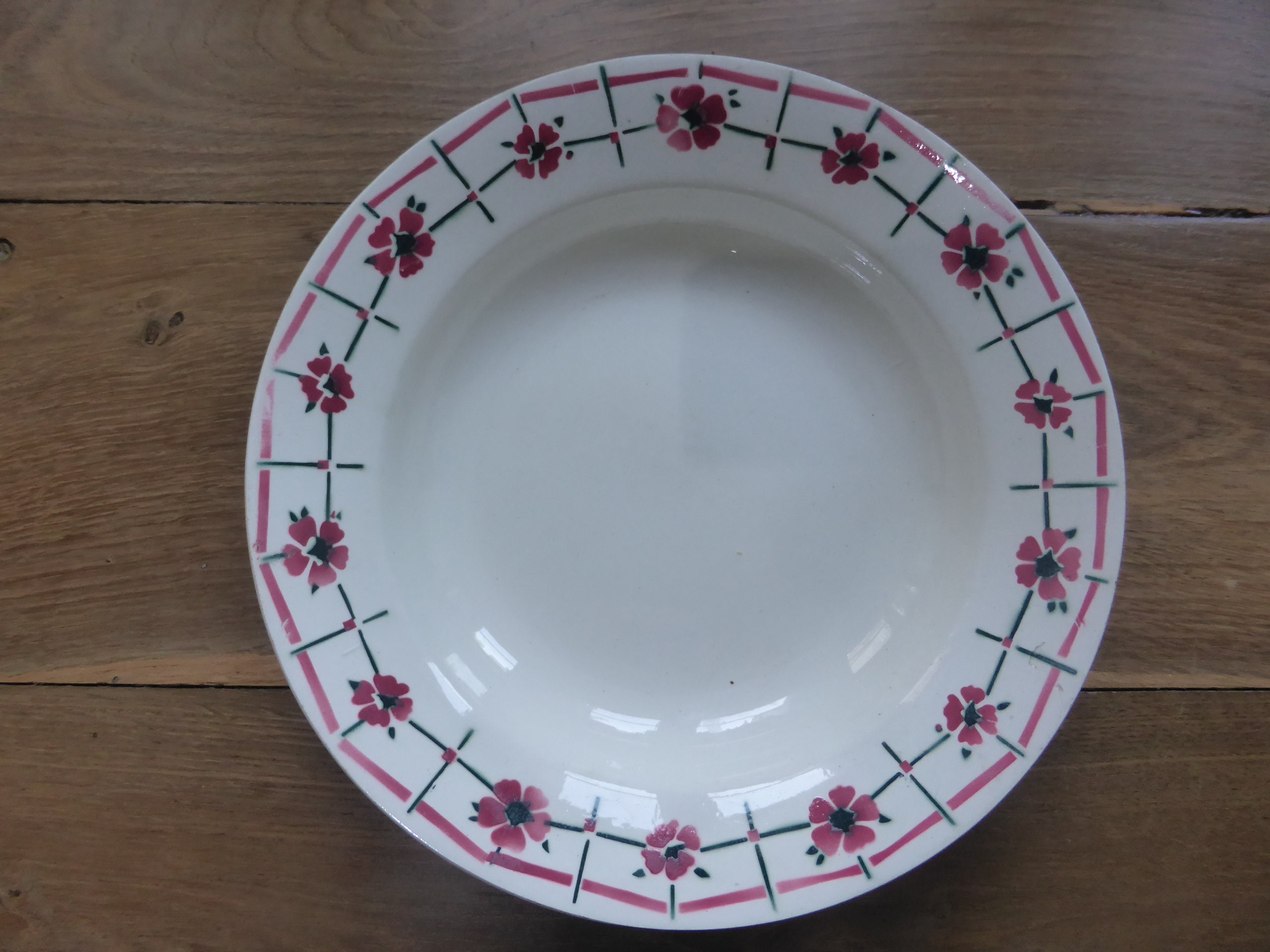 Plat de Service Rond Creux Vintage La Manufacture Céranord St Amand Modèle Monique en Porcelaine