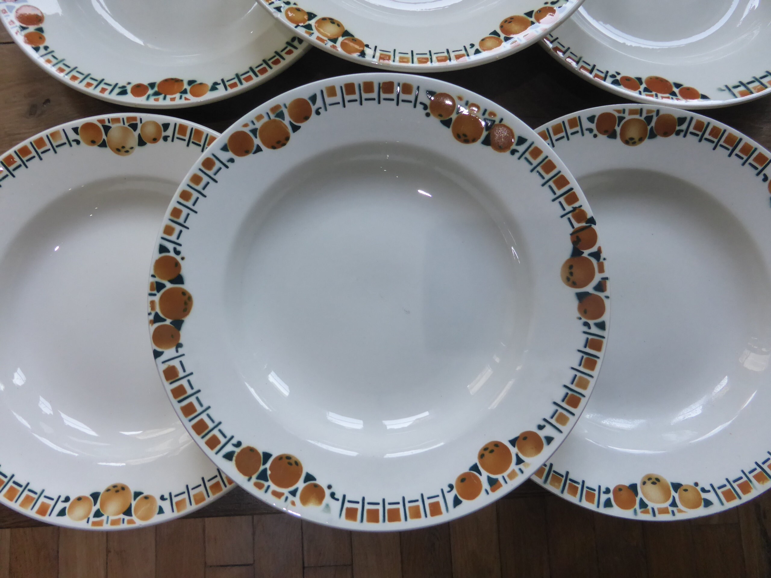 6 Assiettes Creuses Vintage Céranord St Amand Modèle Cotentin en Porcelaine