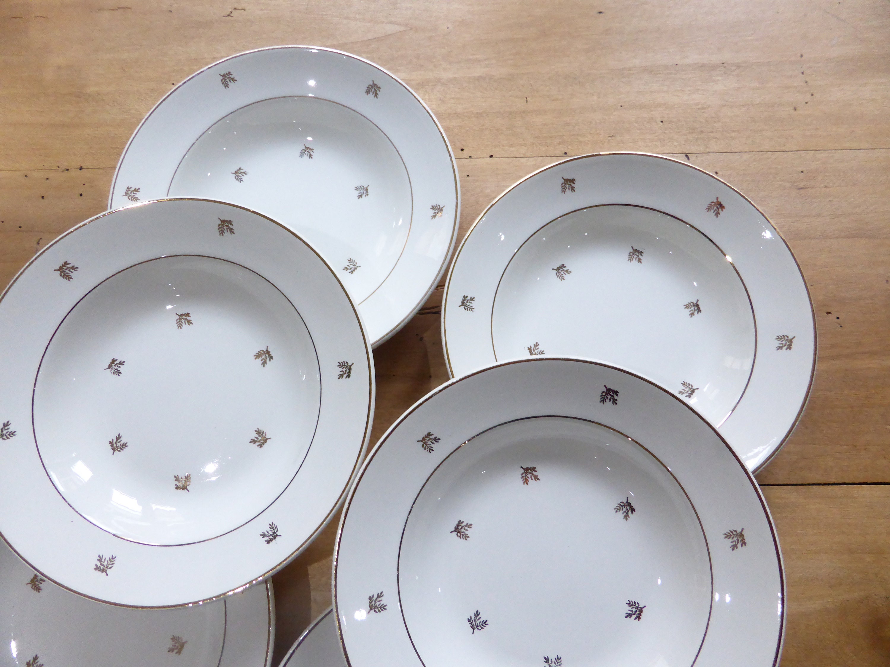 6 Assiettes Creuses Vintage de La Manufacture Badonviller en Porcelaine