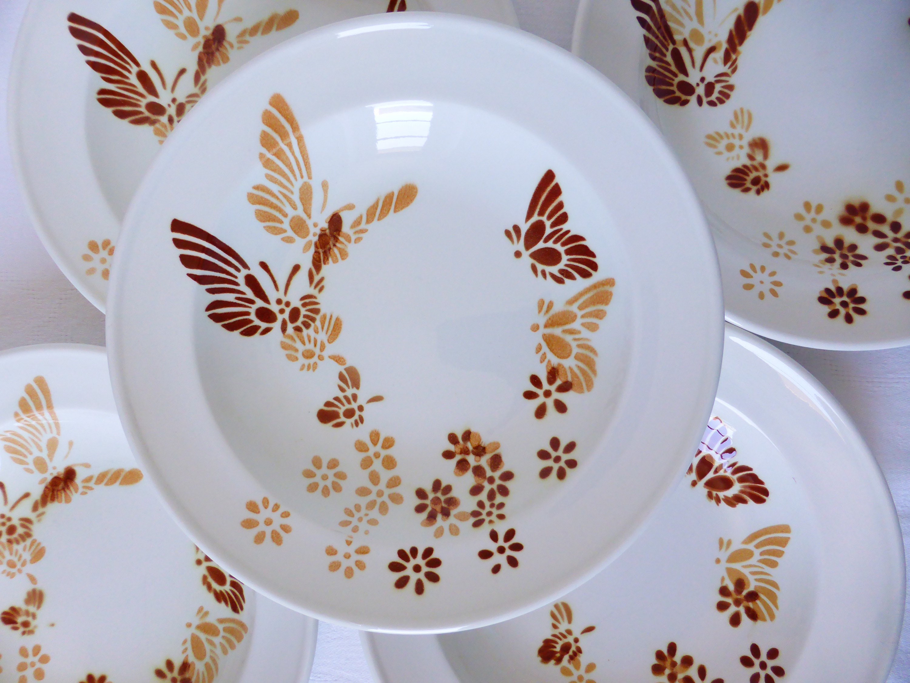 5 Assiettes Creuses Vintage de Sarreguemines en Porcelaine