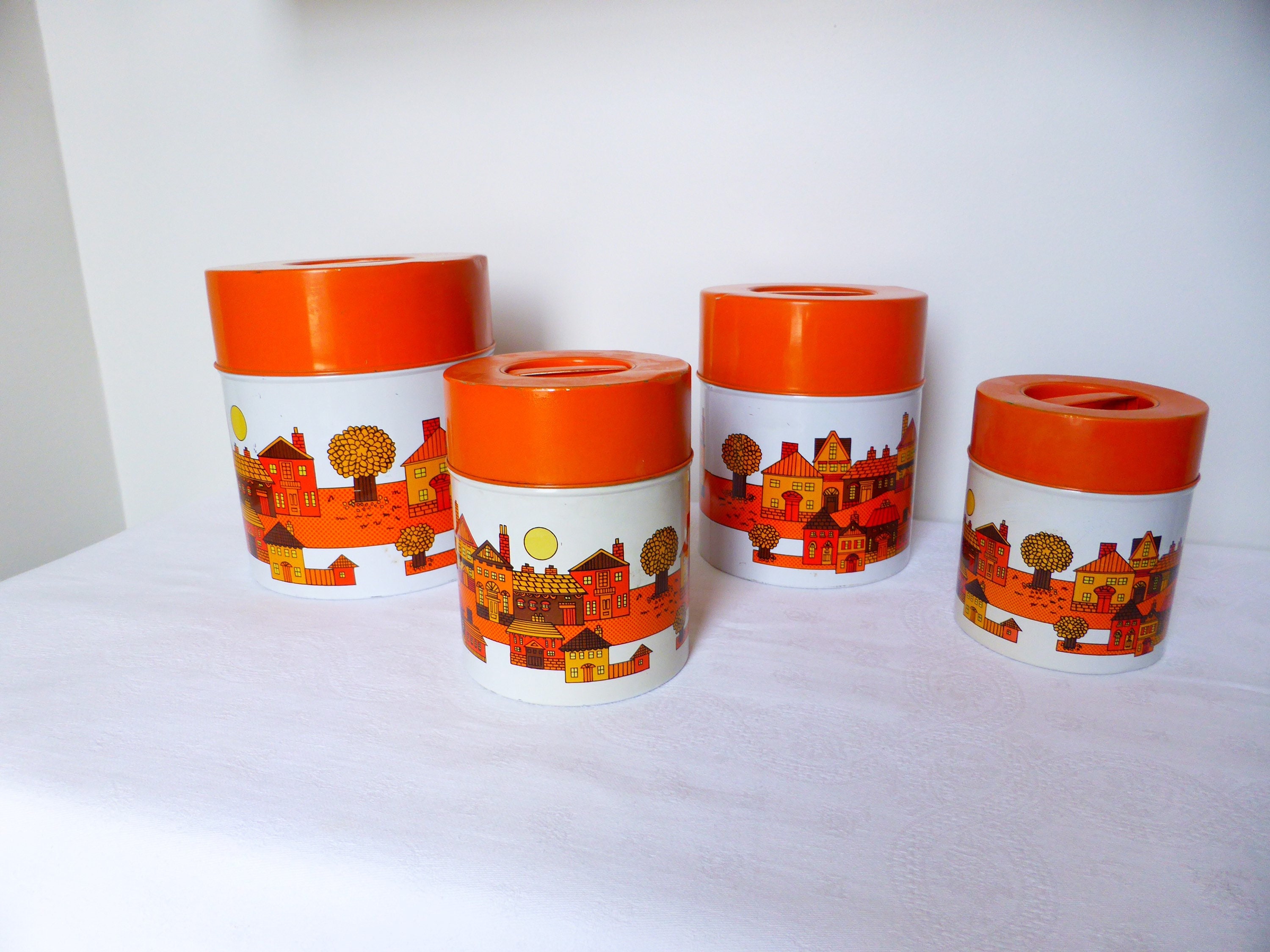 4 Boites de Conservation Gigognes en Fer Vintage