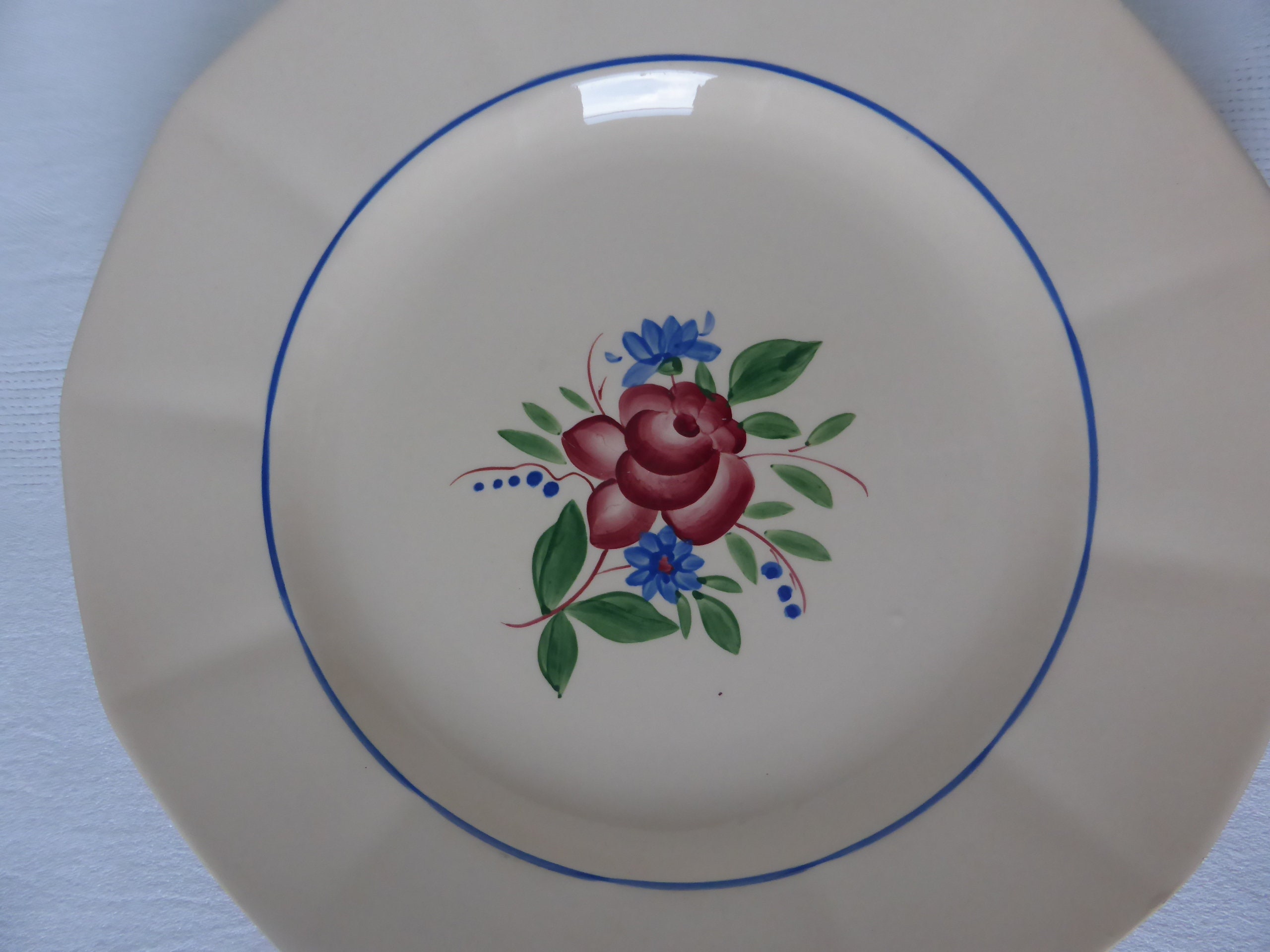 1 Plat Rond Vintage Digoin Sarreguemines en Porcelaine