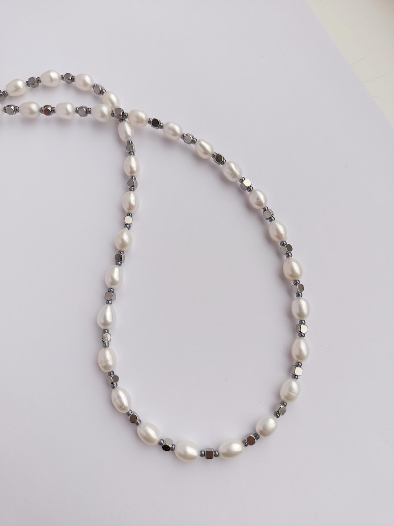 Mens pearl necklace set,Real pearl chain y2k choker,Mens chain necklace,Gemstone beaded necklace,Pearl chain jewelry necklace set men