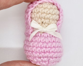 Tiny Pink Amigurumi Crocheted Baby Doll