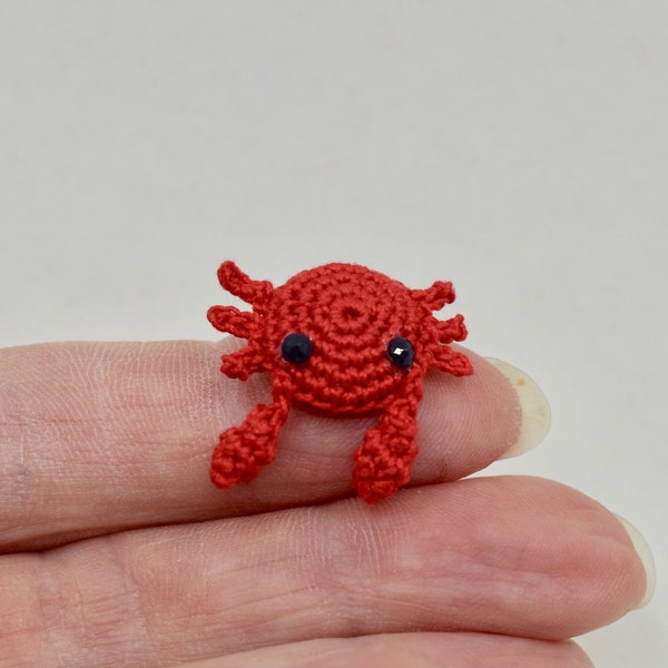 Very Tiny Bright Red Baby Crab Crocheted Amigurumi