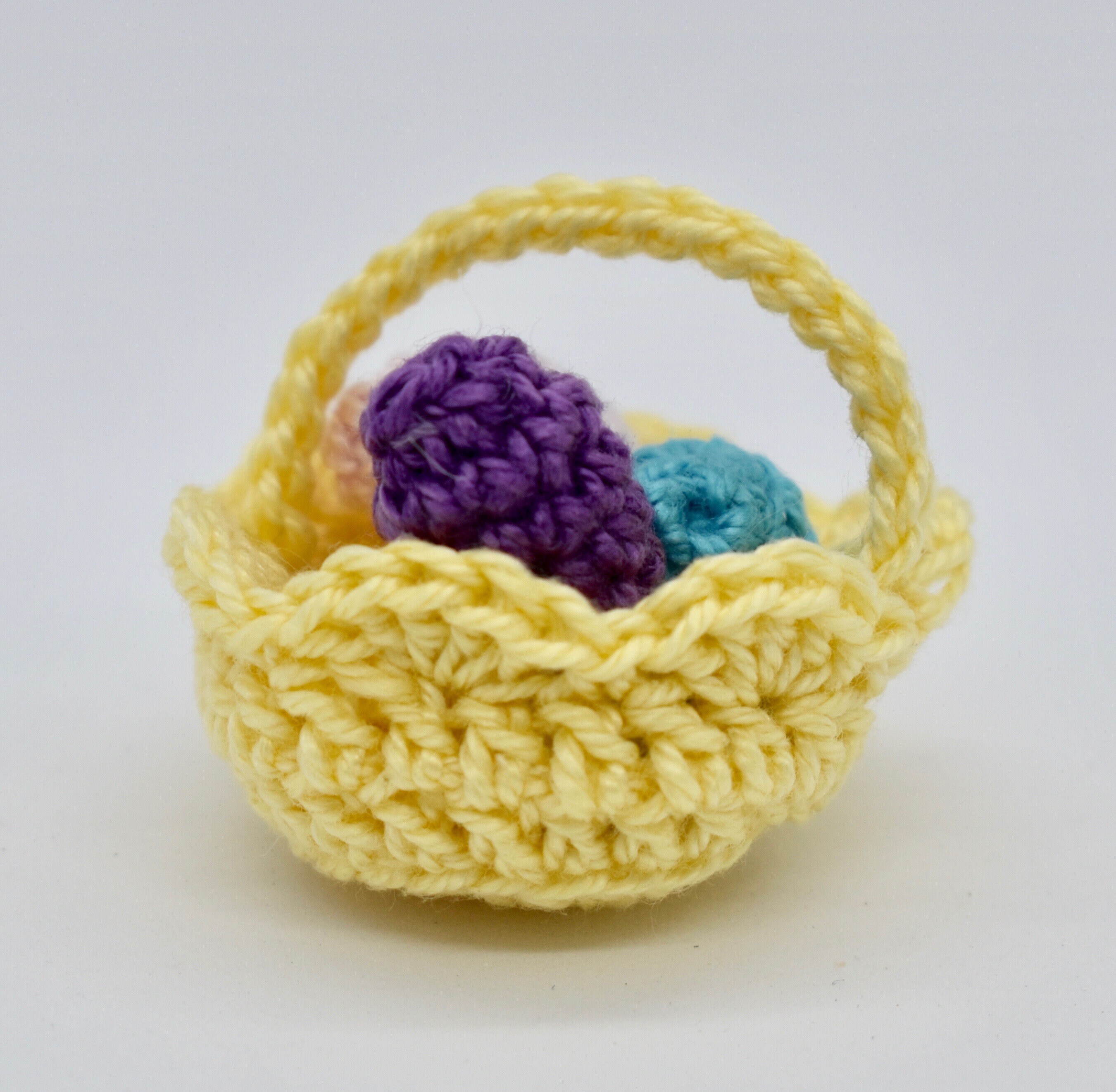 Tiny Yellow Easter Basket with Easter Eggs Crocheted Amigurumi Etsy