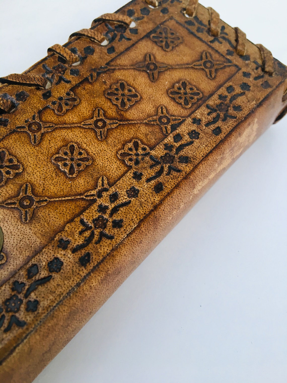 Embossed Leather Journal with Cross stone & Buckle Etsy